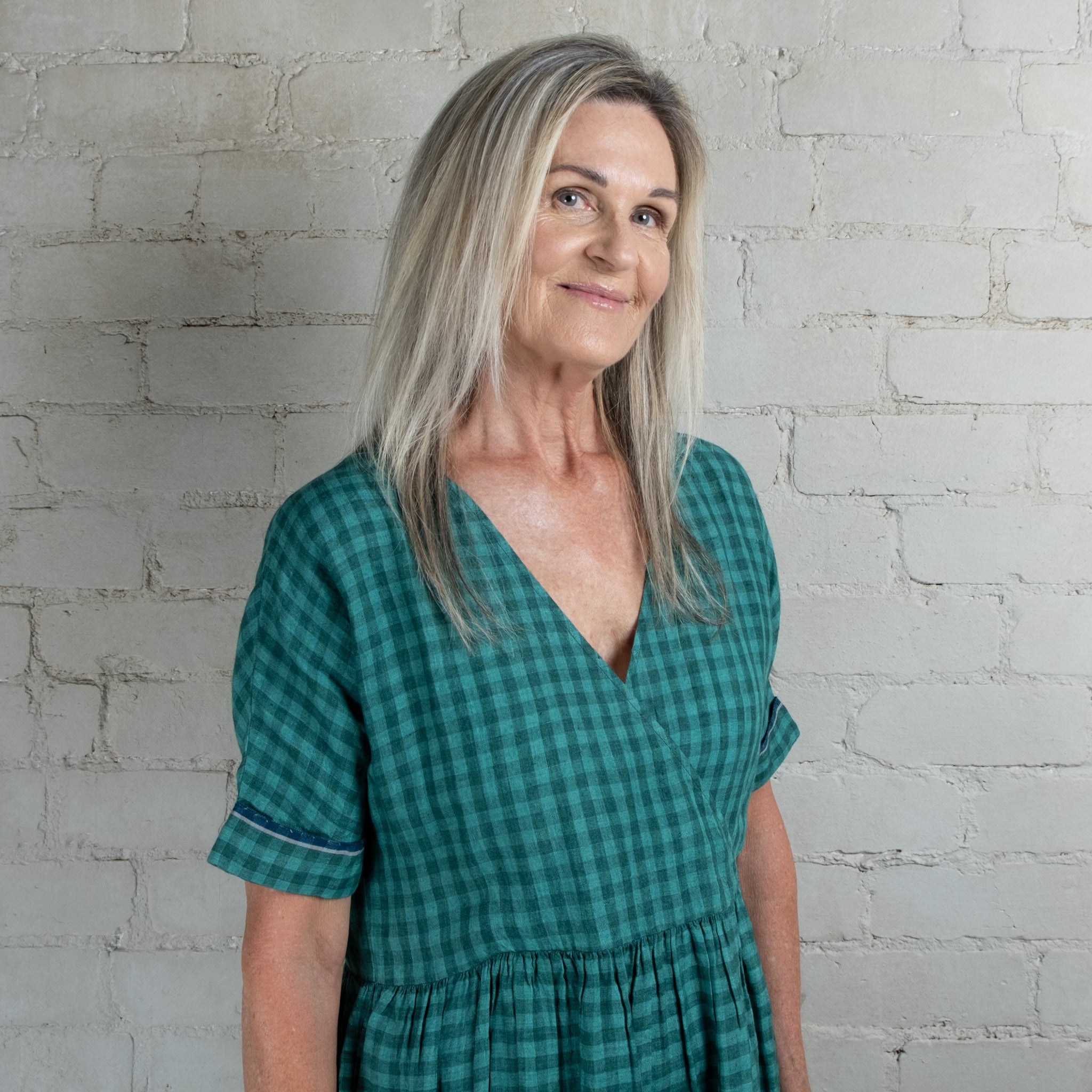 DVE Rahi Linen Check Dress