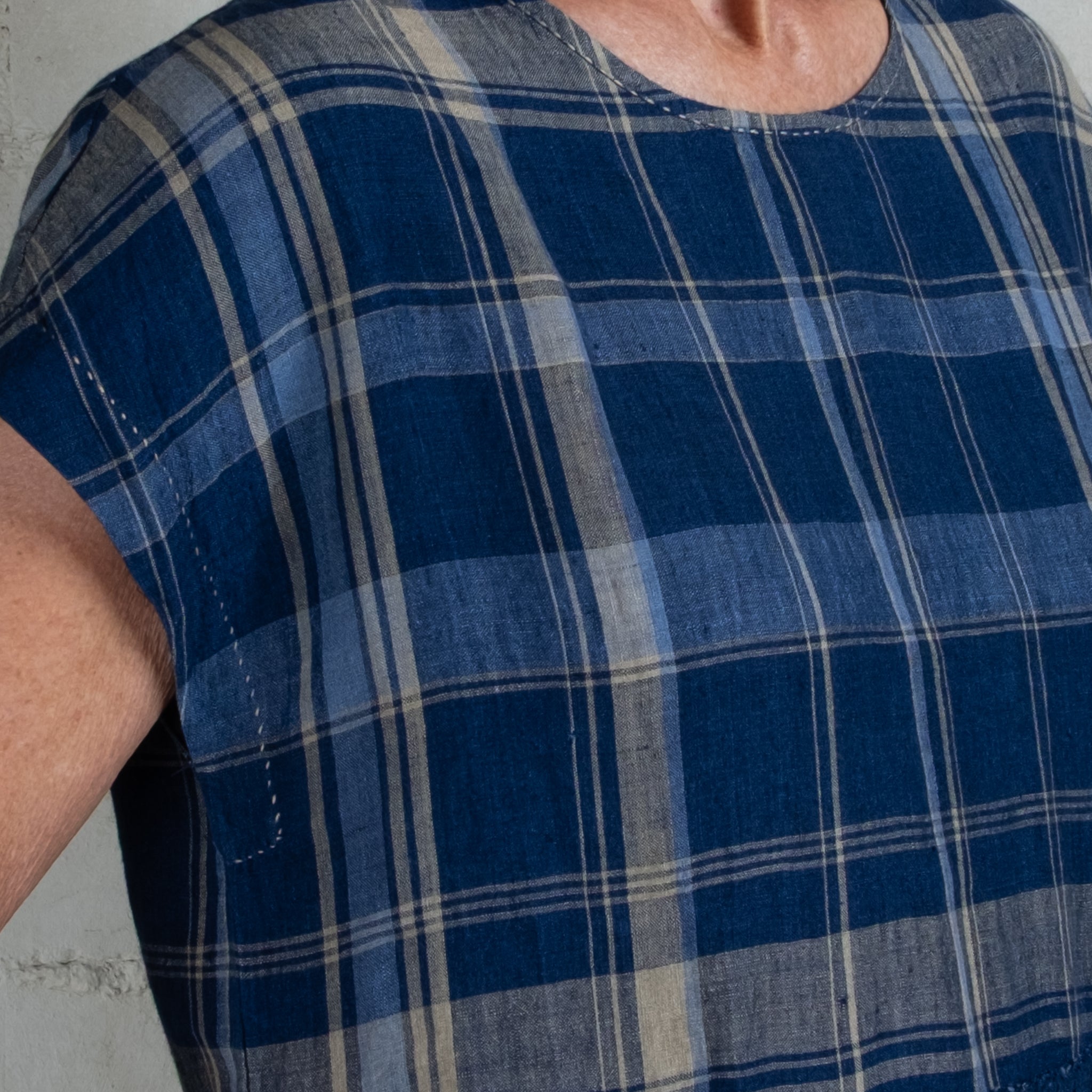 DVE Rayna Linen Check Dress