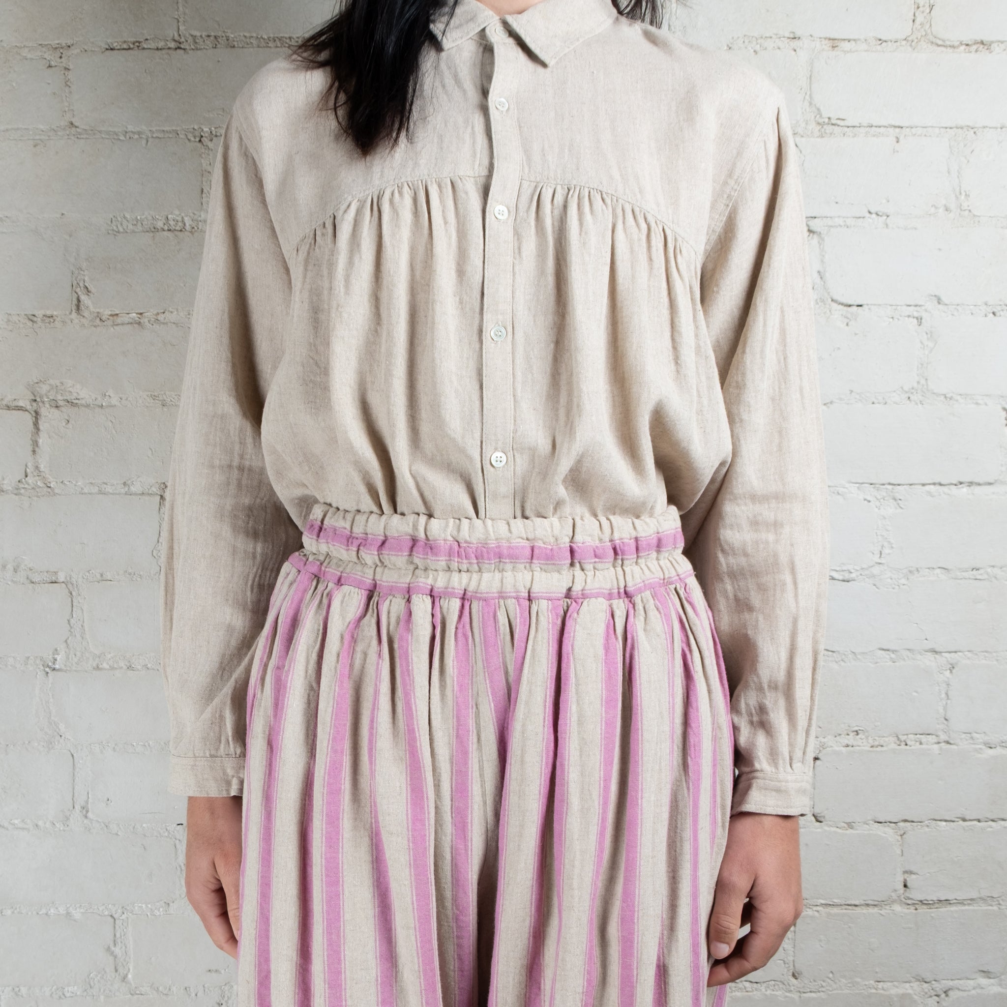 Ichi Antiquités Linen Cotton Stripe Pants