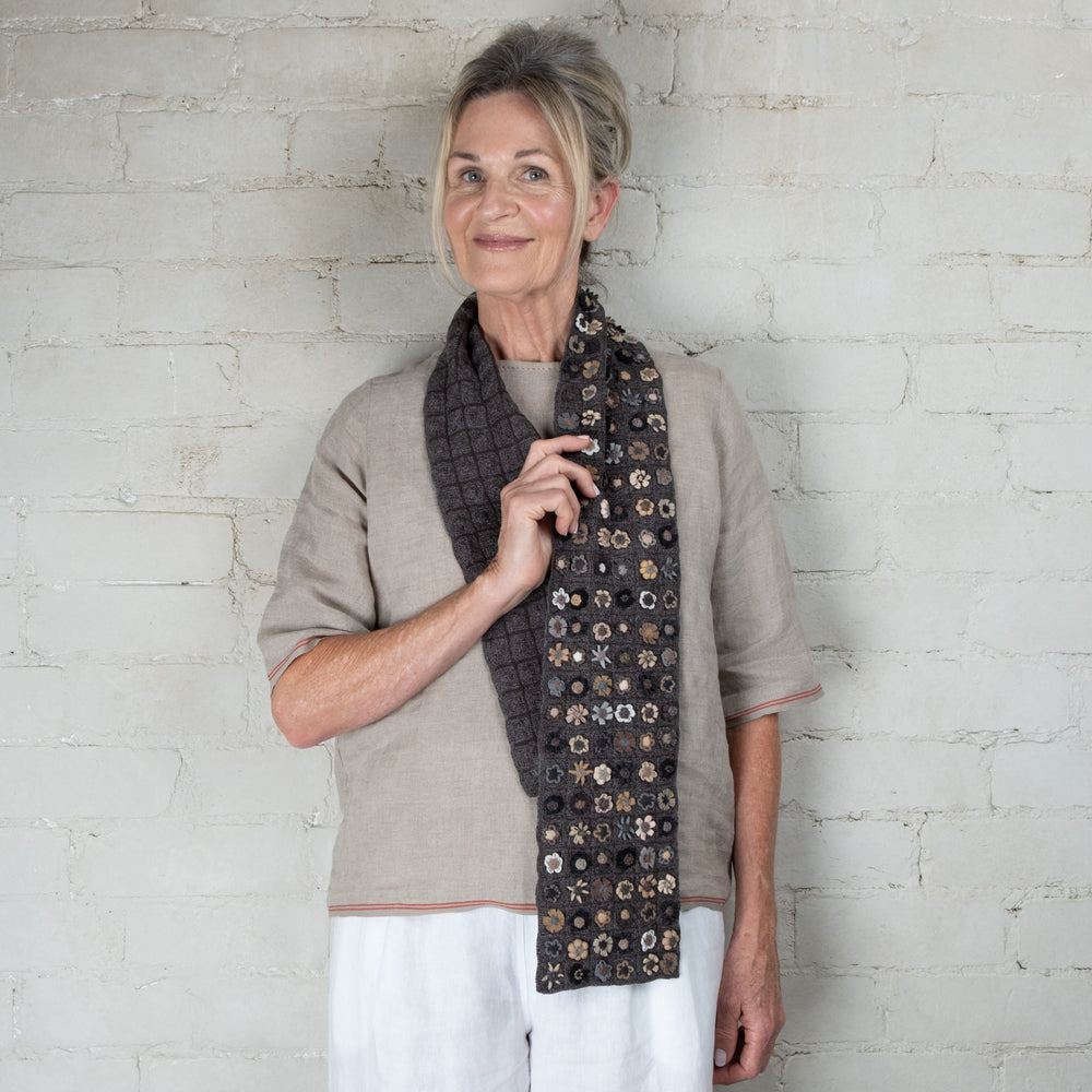 Sophie Digard Hand Crocheted Large Macean Wool Linen Scarf