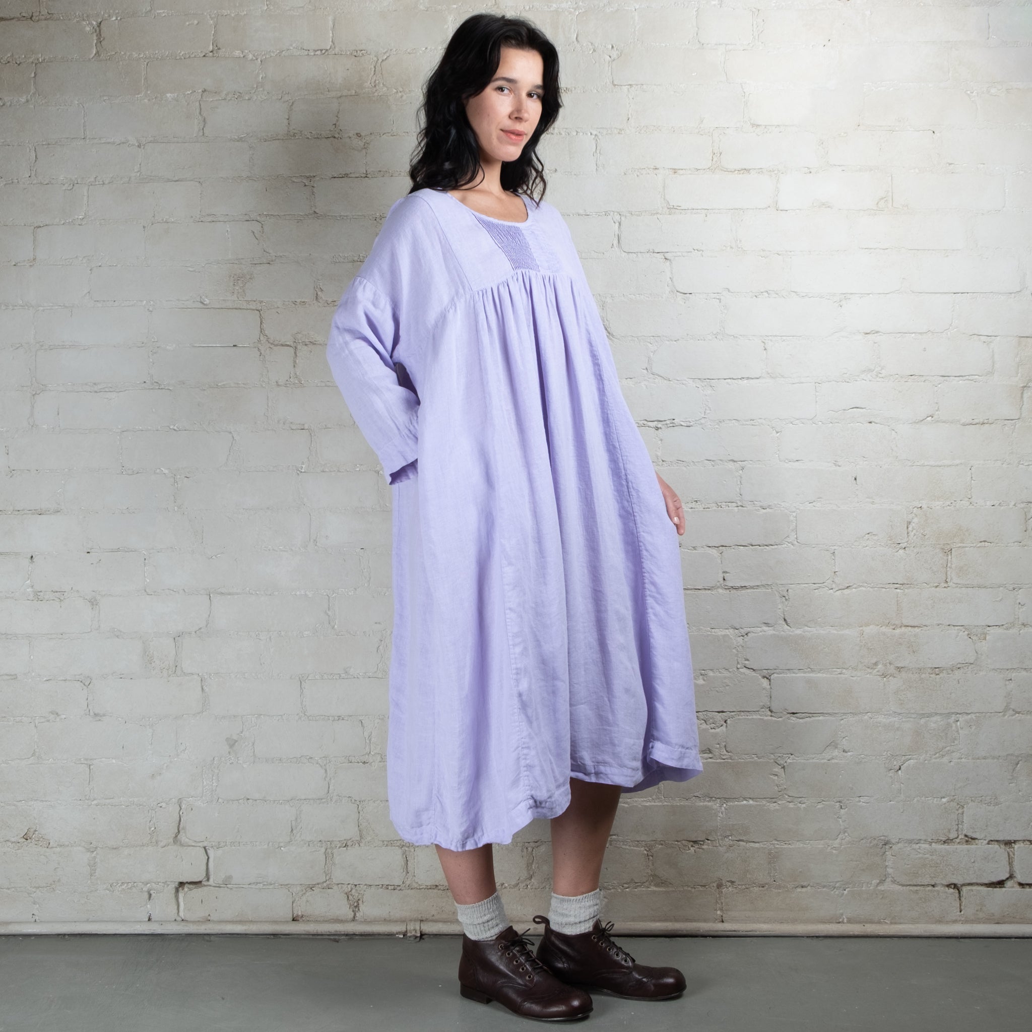 Violetta Charlotte Linen Pintuck Smock Dress