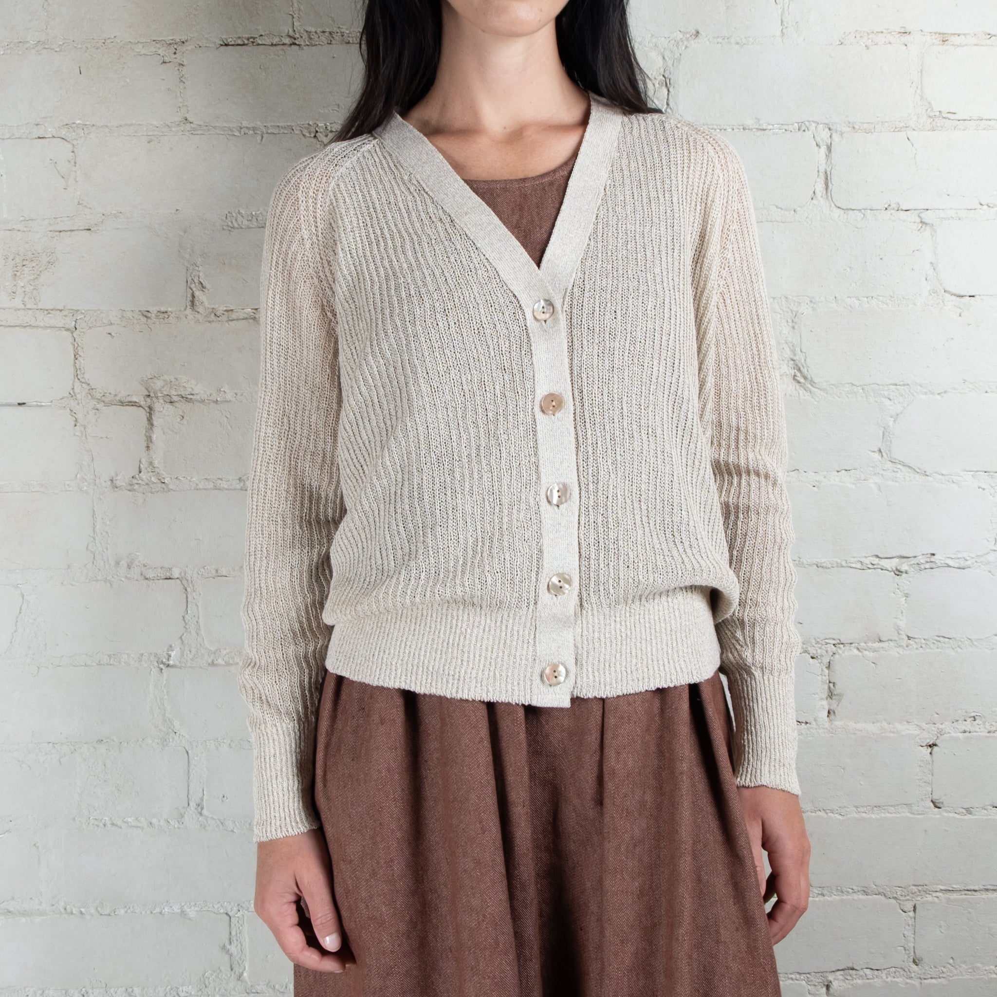 Ichi Antiquités Cotton Linen Cardigan