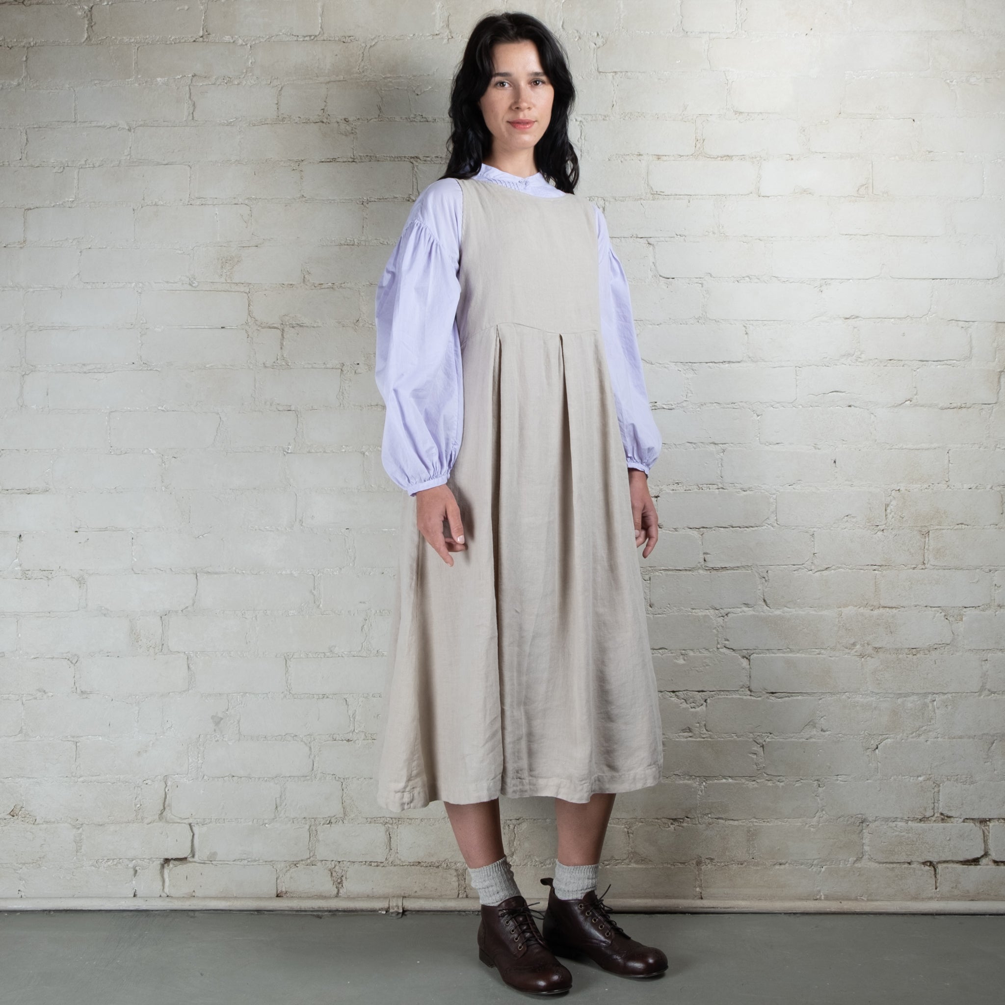 Violetta Potager Linen Pinafore Dress