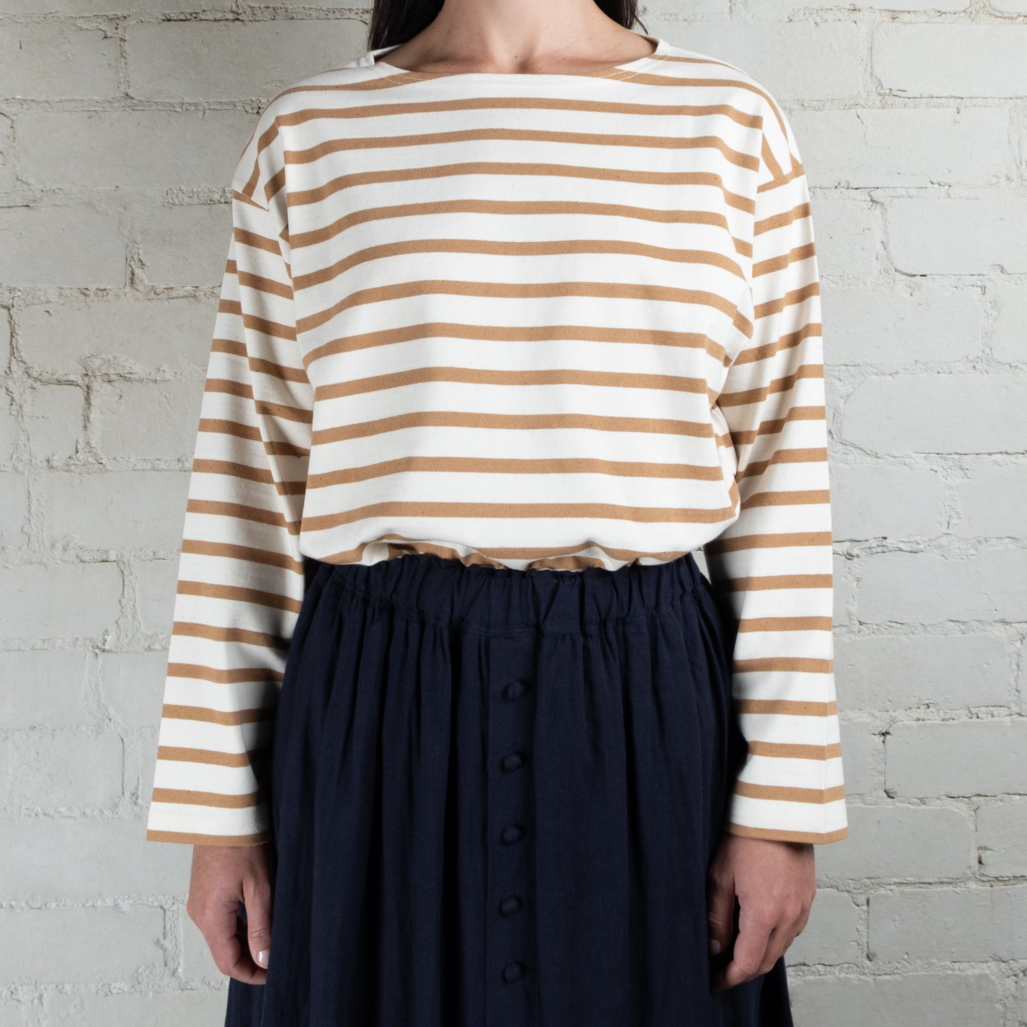 Ichi Antiquités Undyed Striped Cotton Pullover