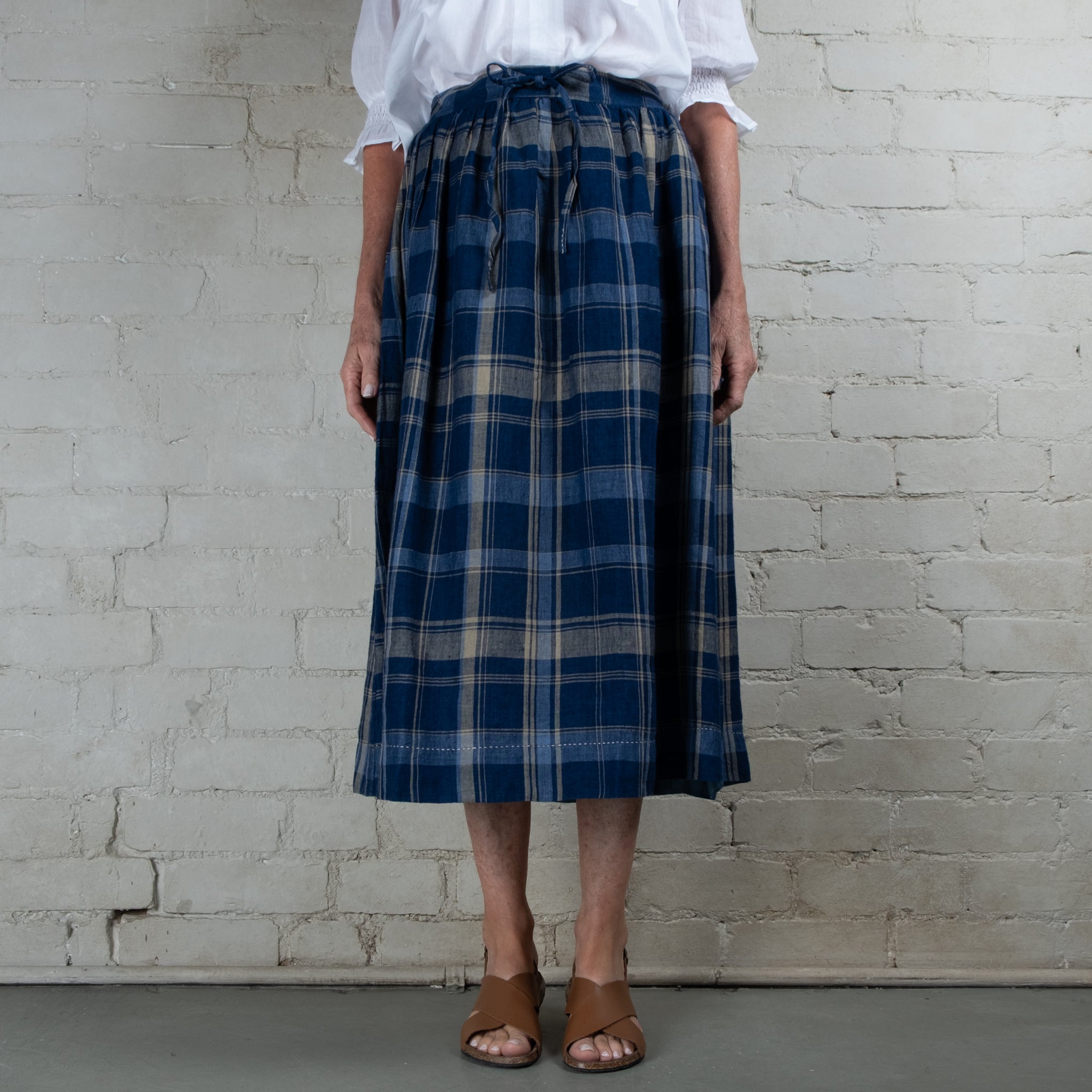DVE Isha Linen Check Skirt