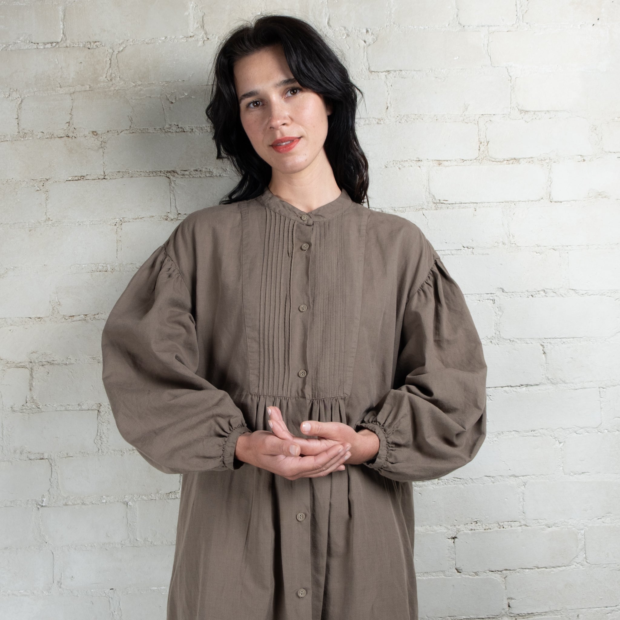 Violetta Linen Cotton Alba Pintuck Duster Dress