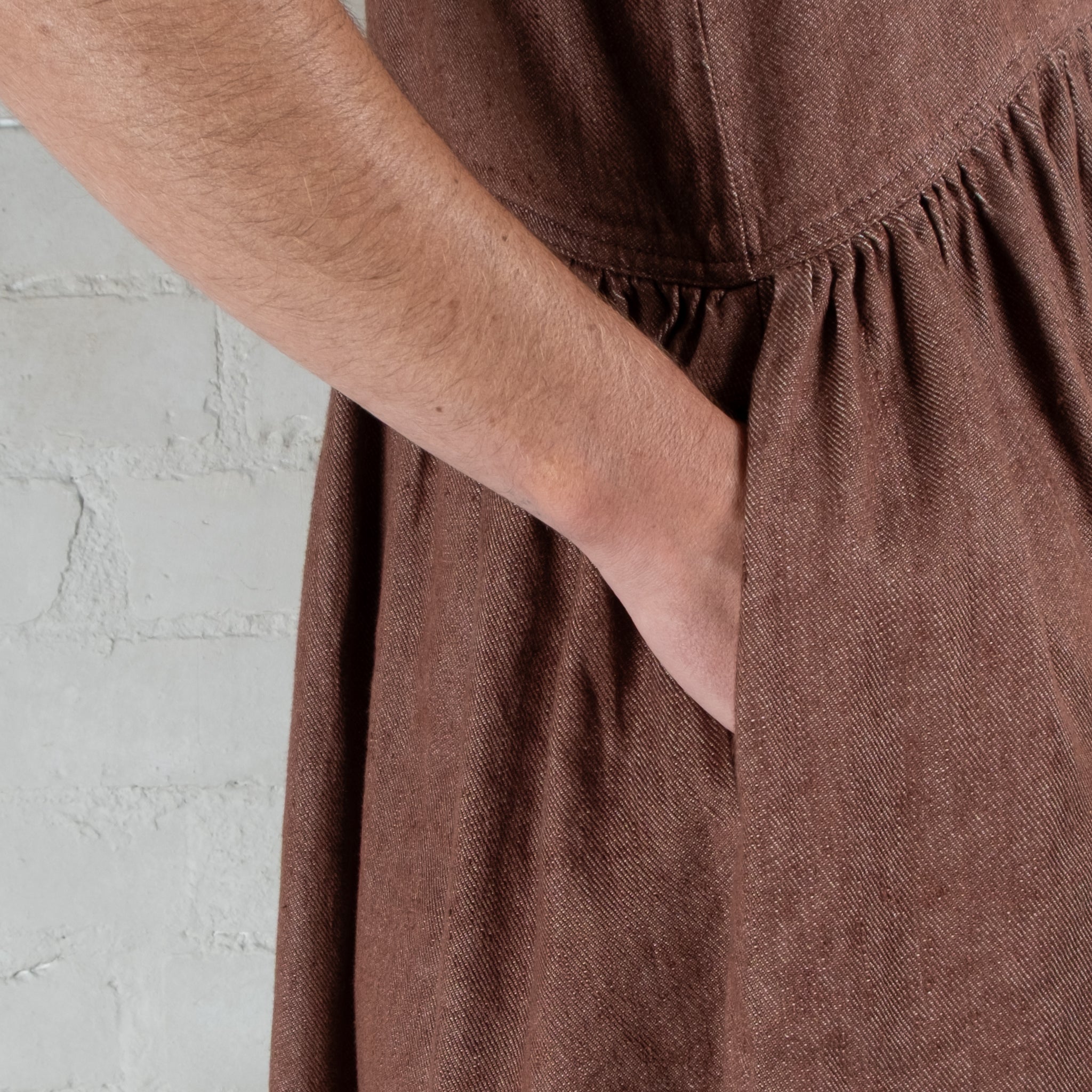 Ichi Antiquités Cotton Linen Denim Dress