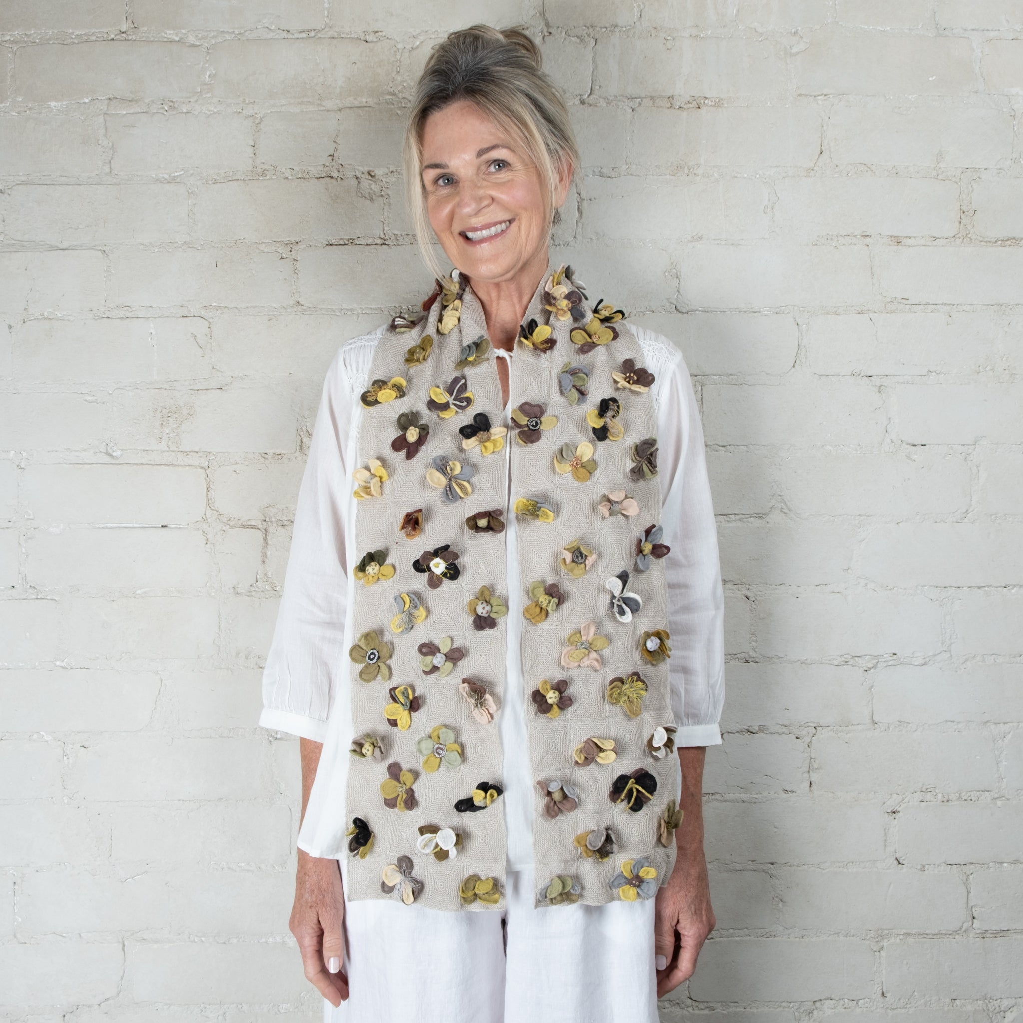 Sophie Digard Hand Crochet Aureum Large Linen Scarf