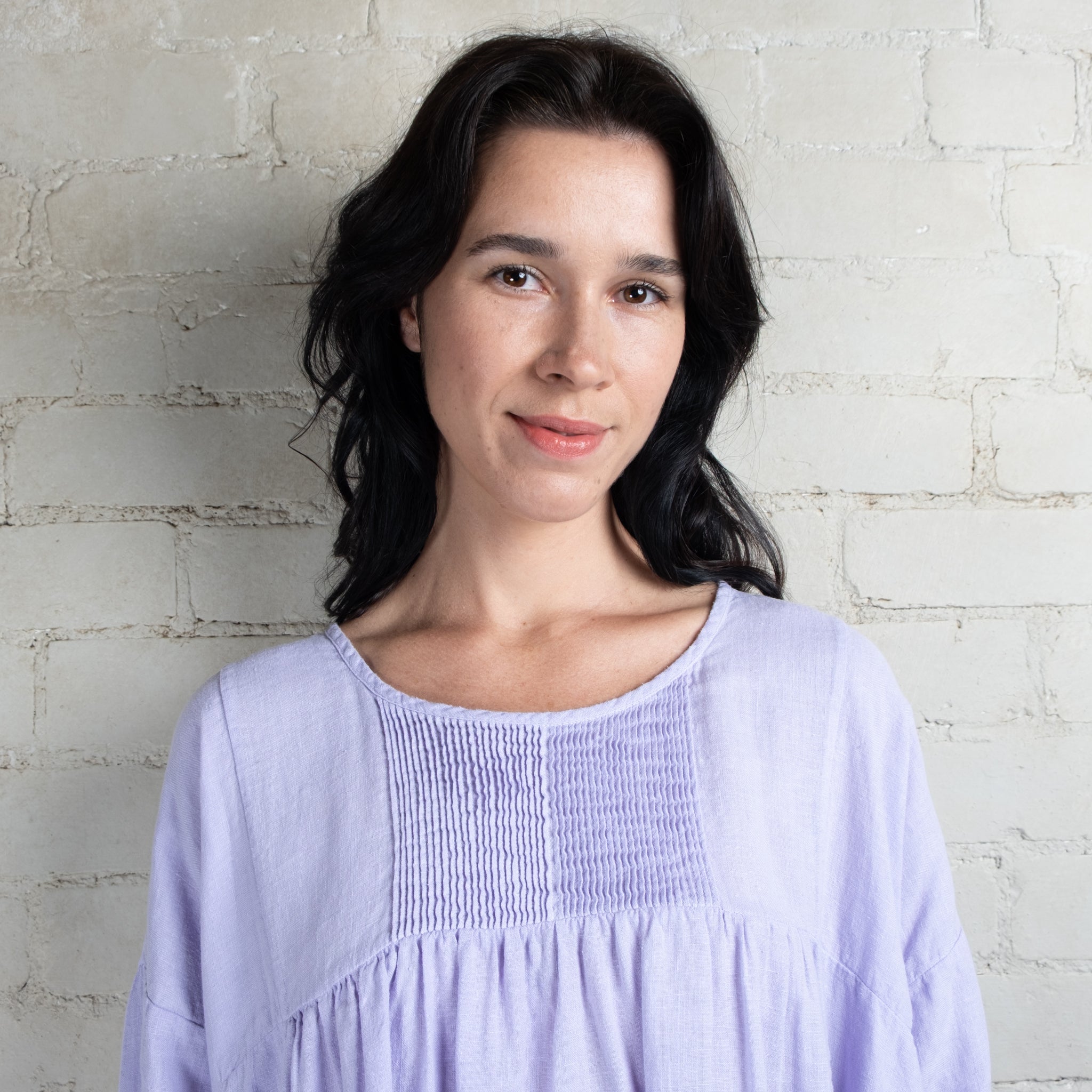 Violetta Charlotte Linen Pintuck Smock Dress