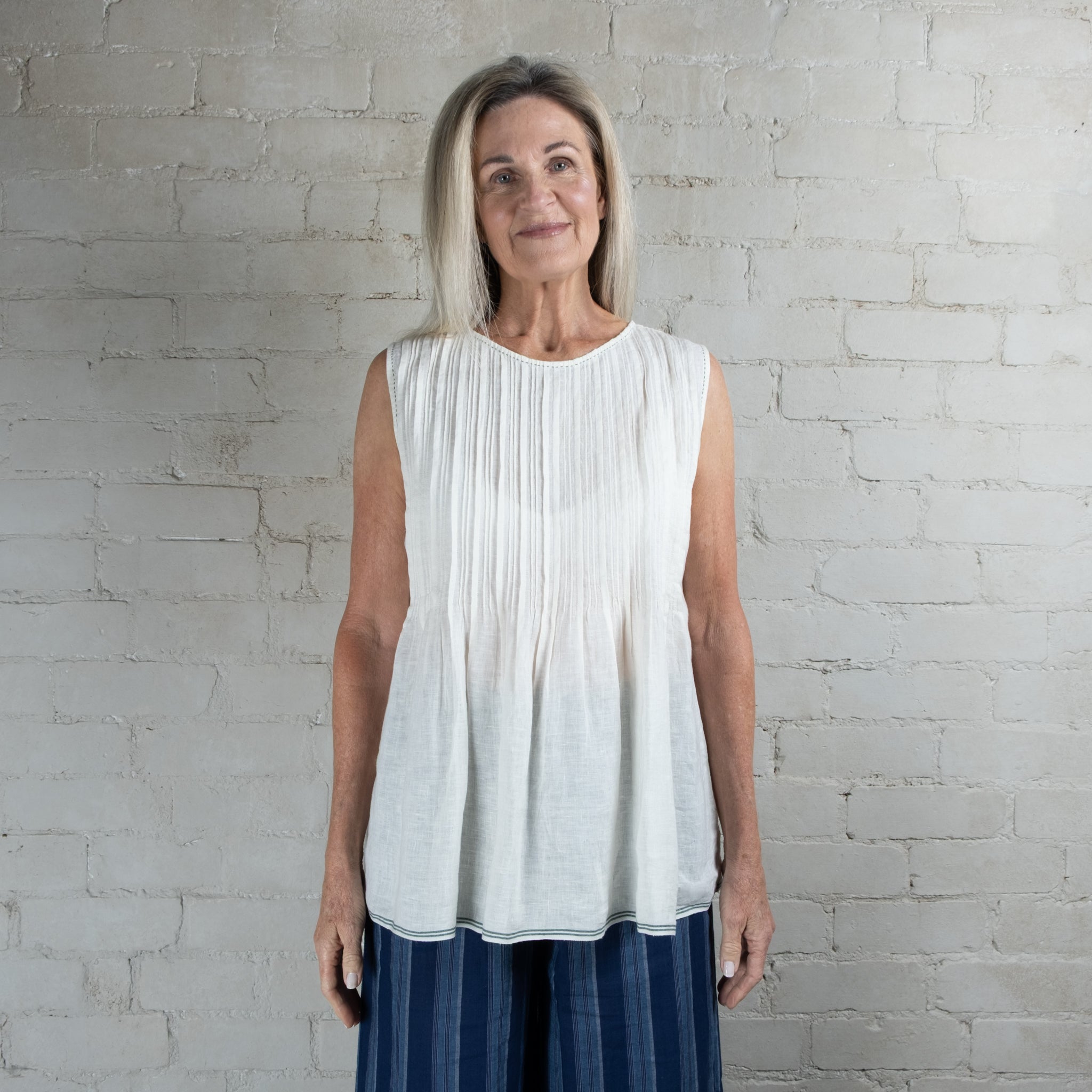 DVE Apsara Linen Pintuck Top