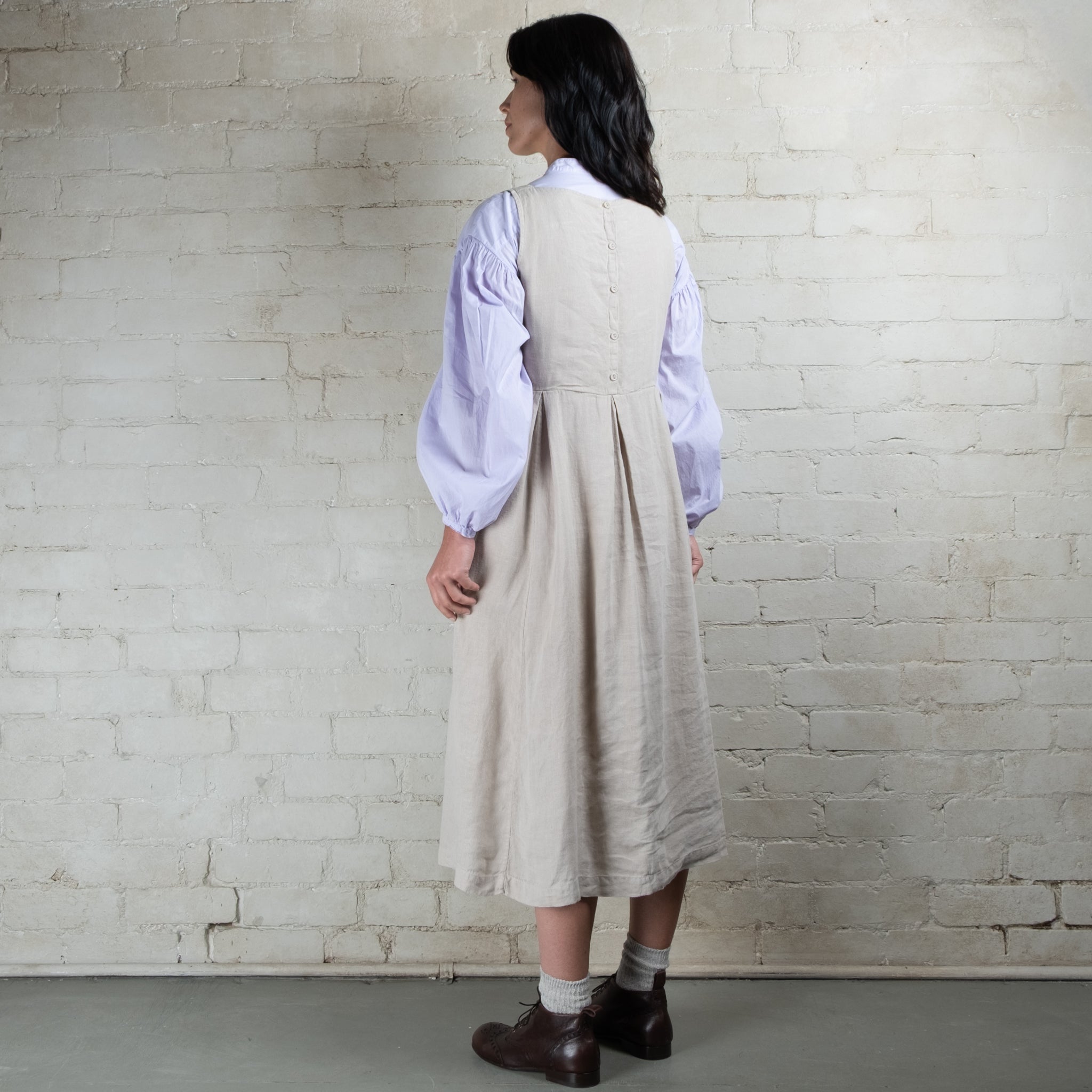 Violetta Potager Linen Pinafore Dress