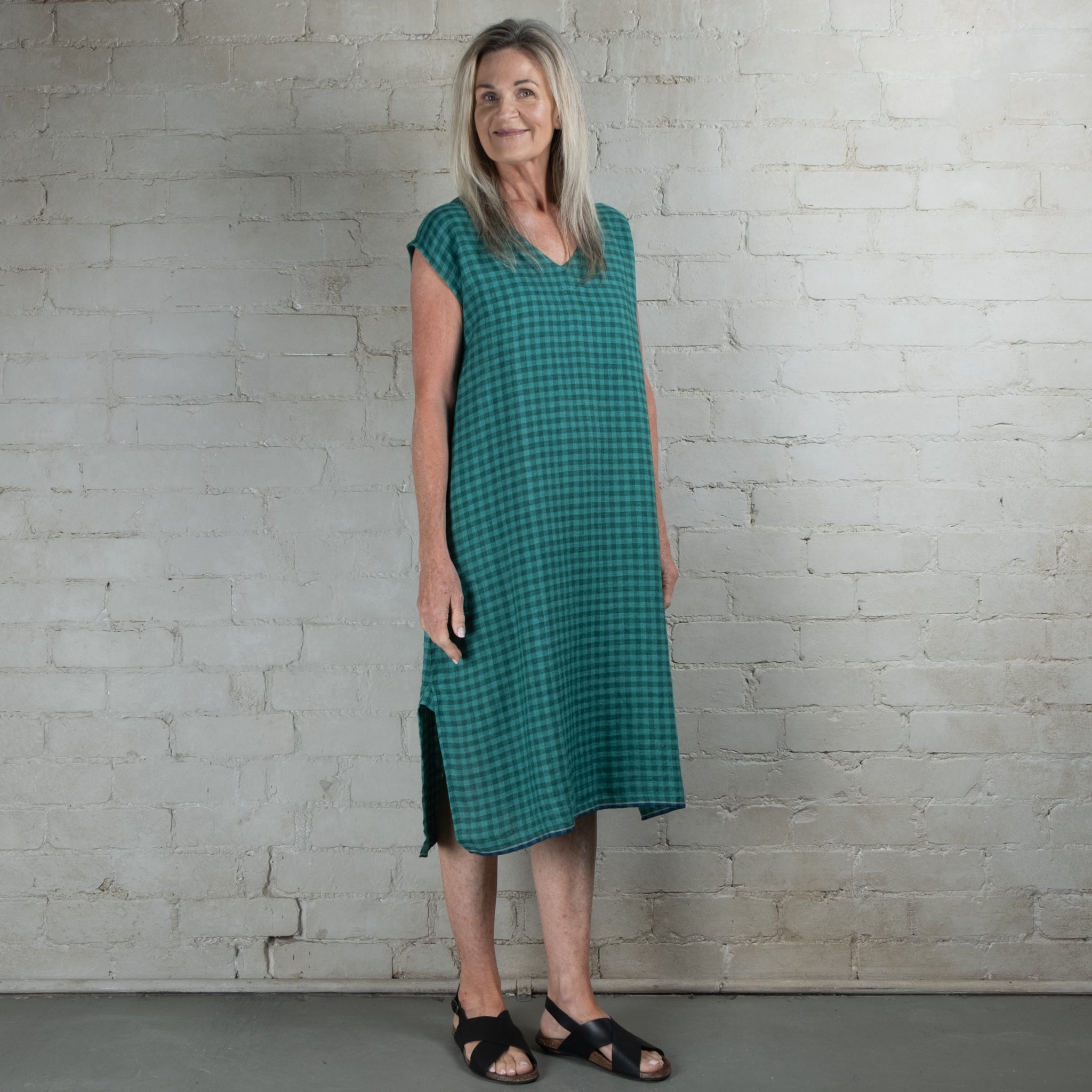 DVE Aparna Linen Check Dress