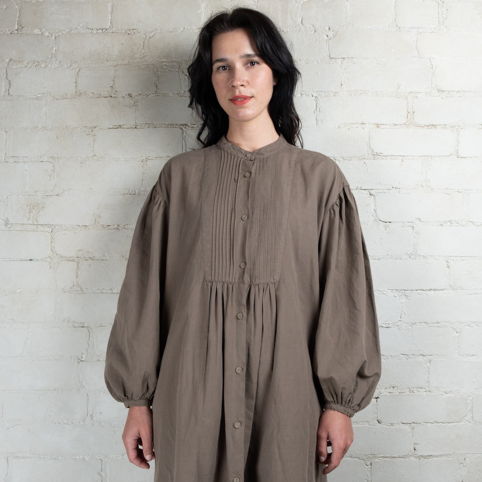 Violetta Linen Cotton Alba Pintuck Duster Dress