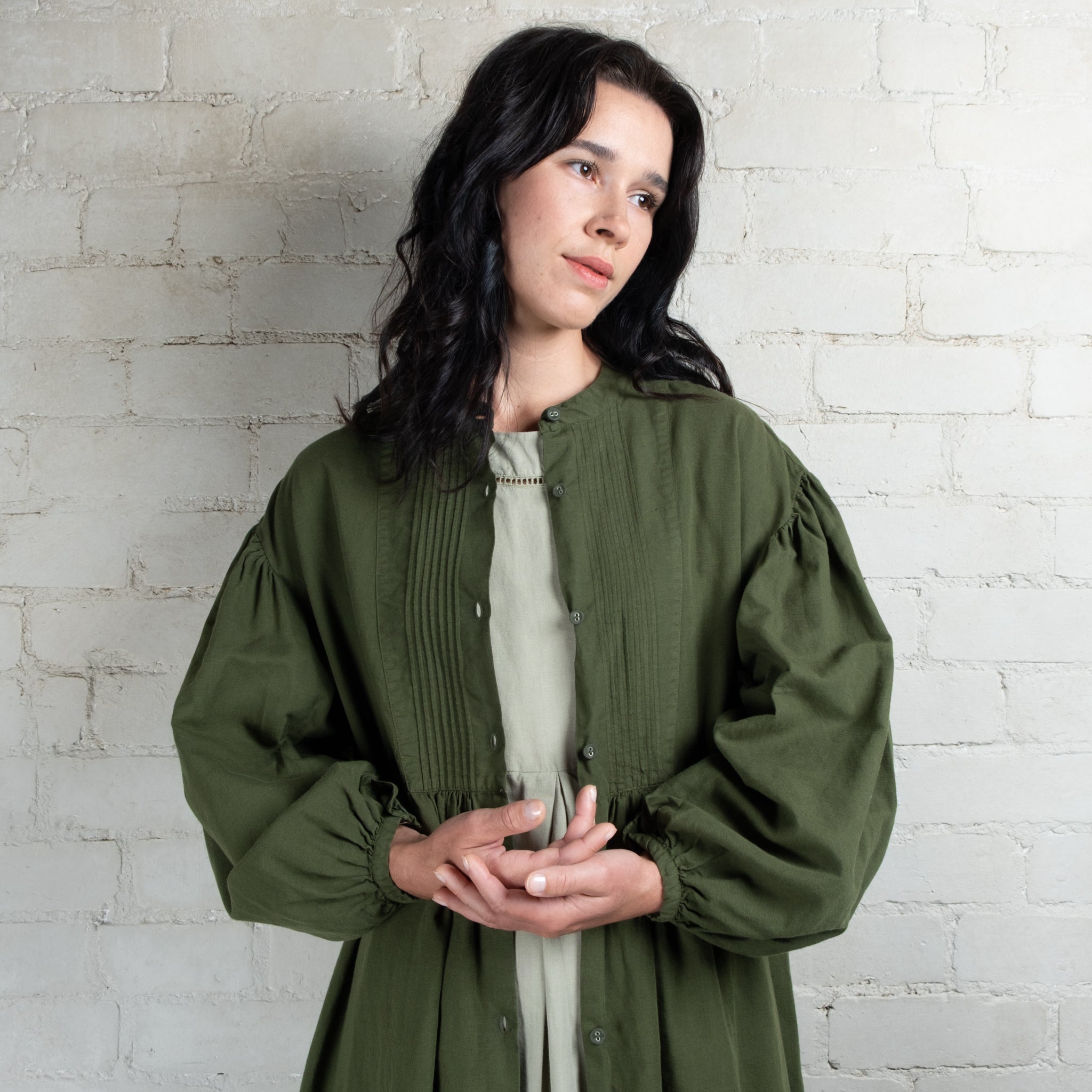 Violetta Linen Cotton Alba Pintuck Duster Dress