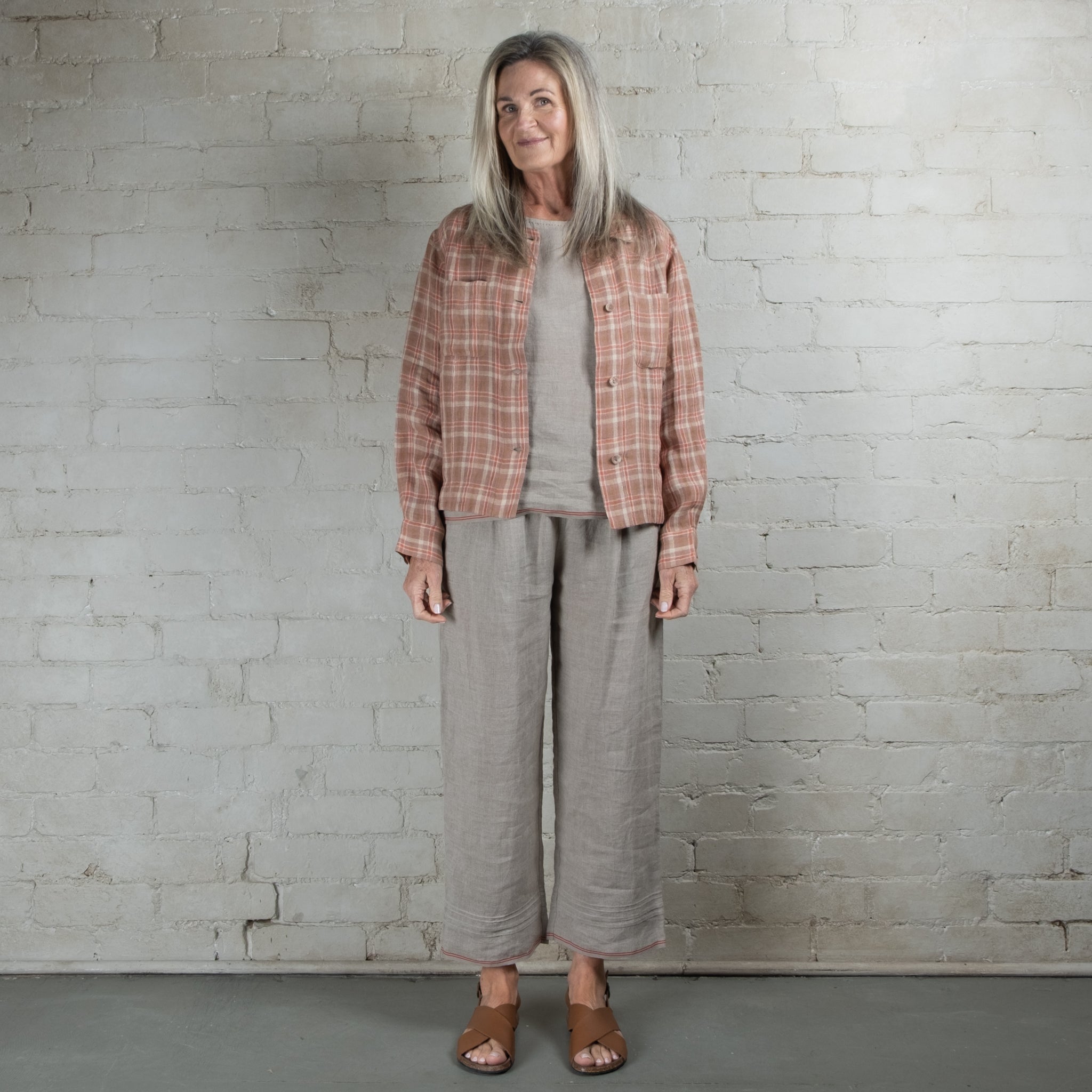 DVE Tarini Linen Check Jacket