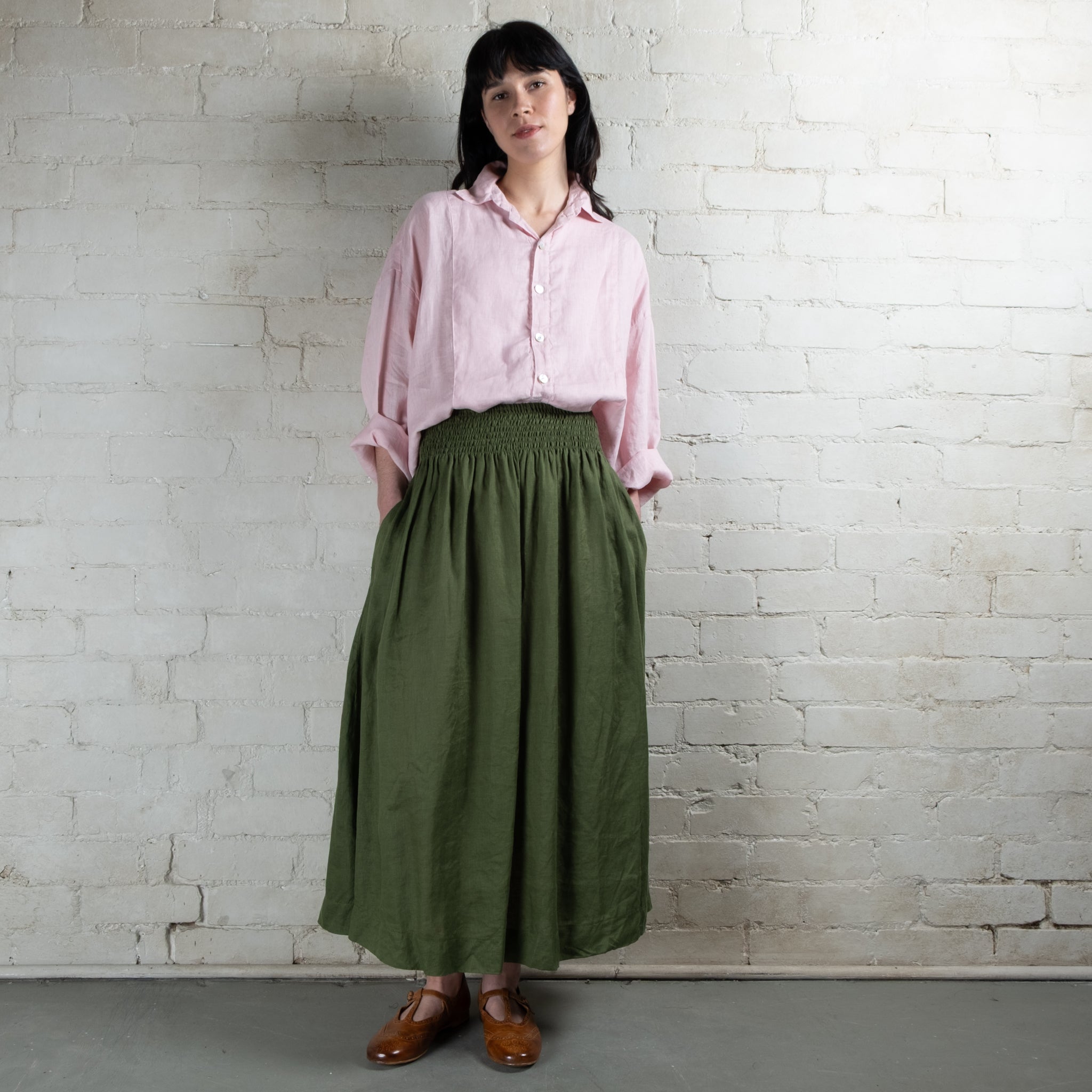 Lulu Plain Linen Pull On Skirt