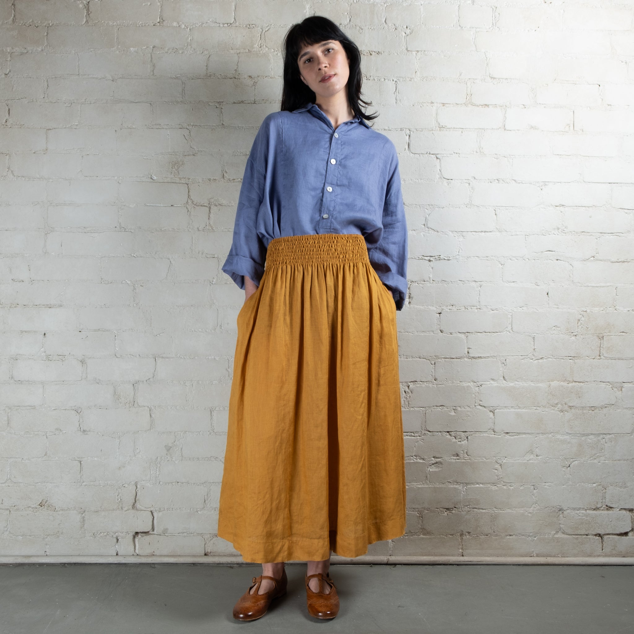 Lulu Plain Linen Pull On Skirt