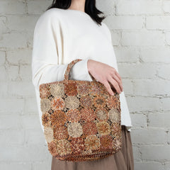 Sophie Digard Medium Pinwheel Hand Crochet Raffia Bag With Short Handles