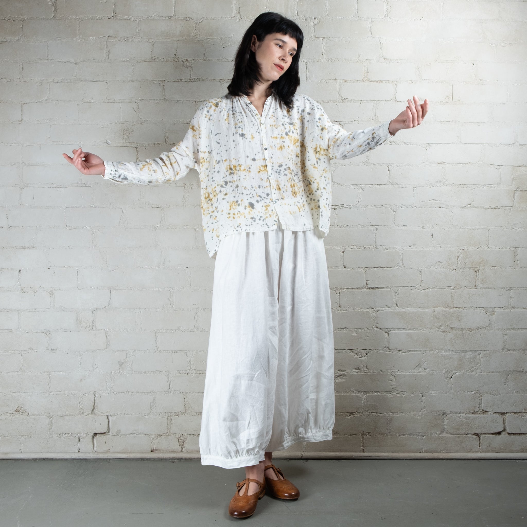 Ichi Antiquités White Linen Balloon Pants