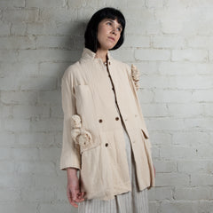 Aleksandr Manamis Rosette Cotton Linen Jacket