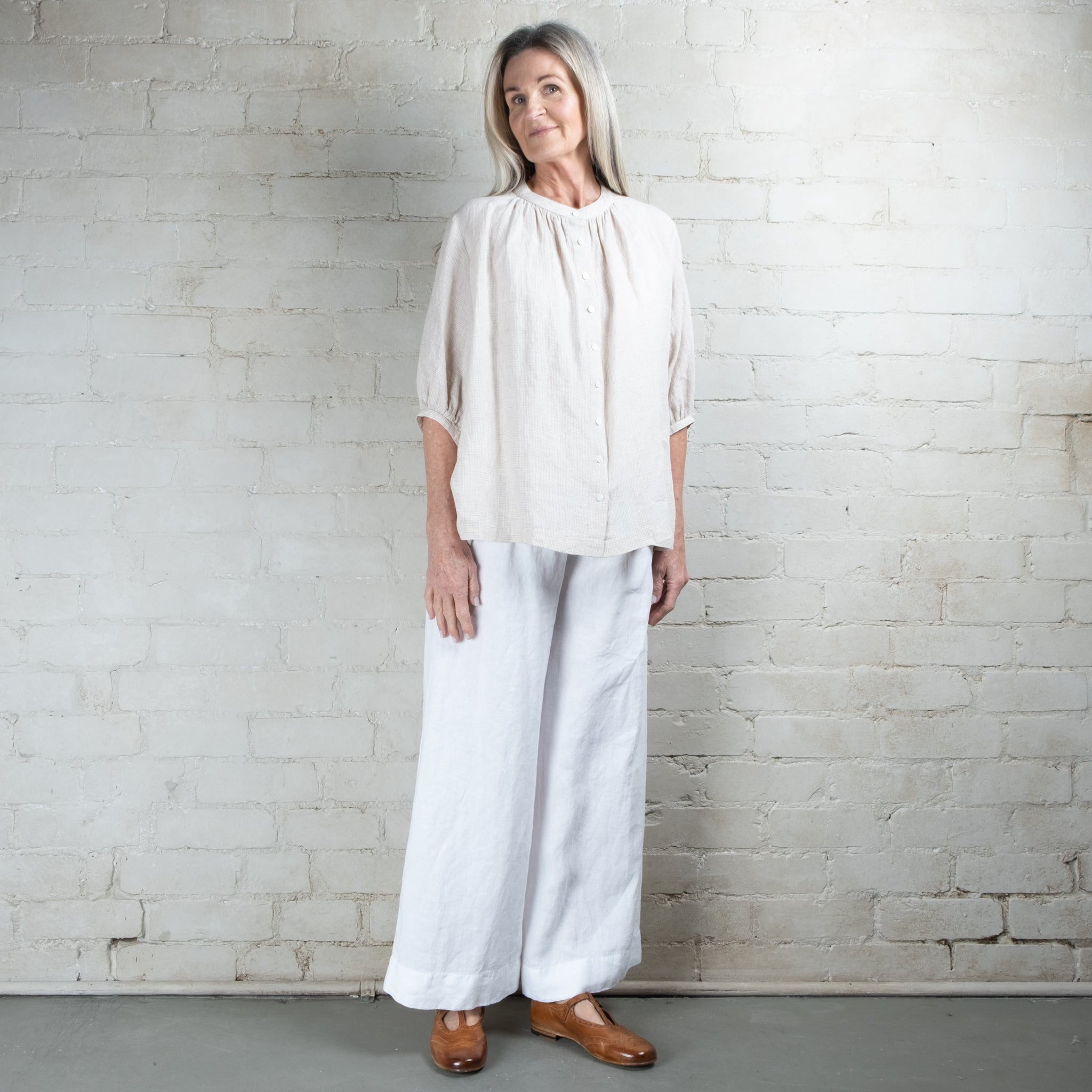 Violetta Grace White Linen Pants