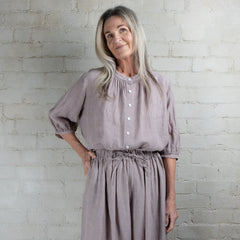 Violetta Siena Wide Leg Micro Check Linen Pant