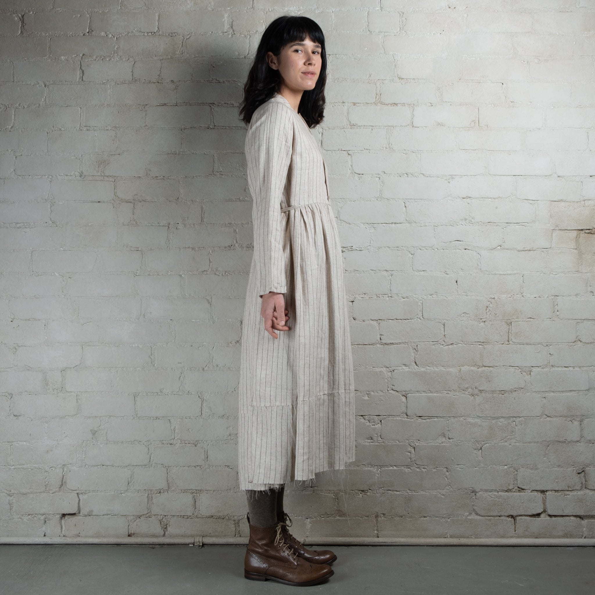 Aleksandr Manamis Red Stripe Linen Cotton Dress