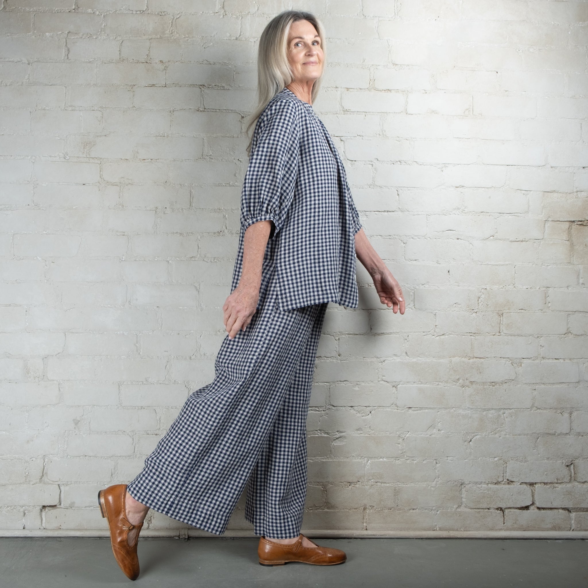 Violetta Grace Gingham Linen Pants