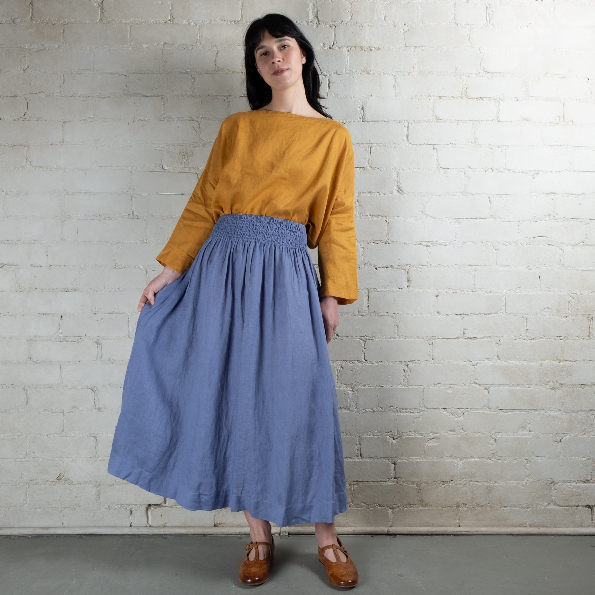 Lulu Plain Linen Pull On Skirt