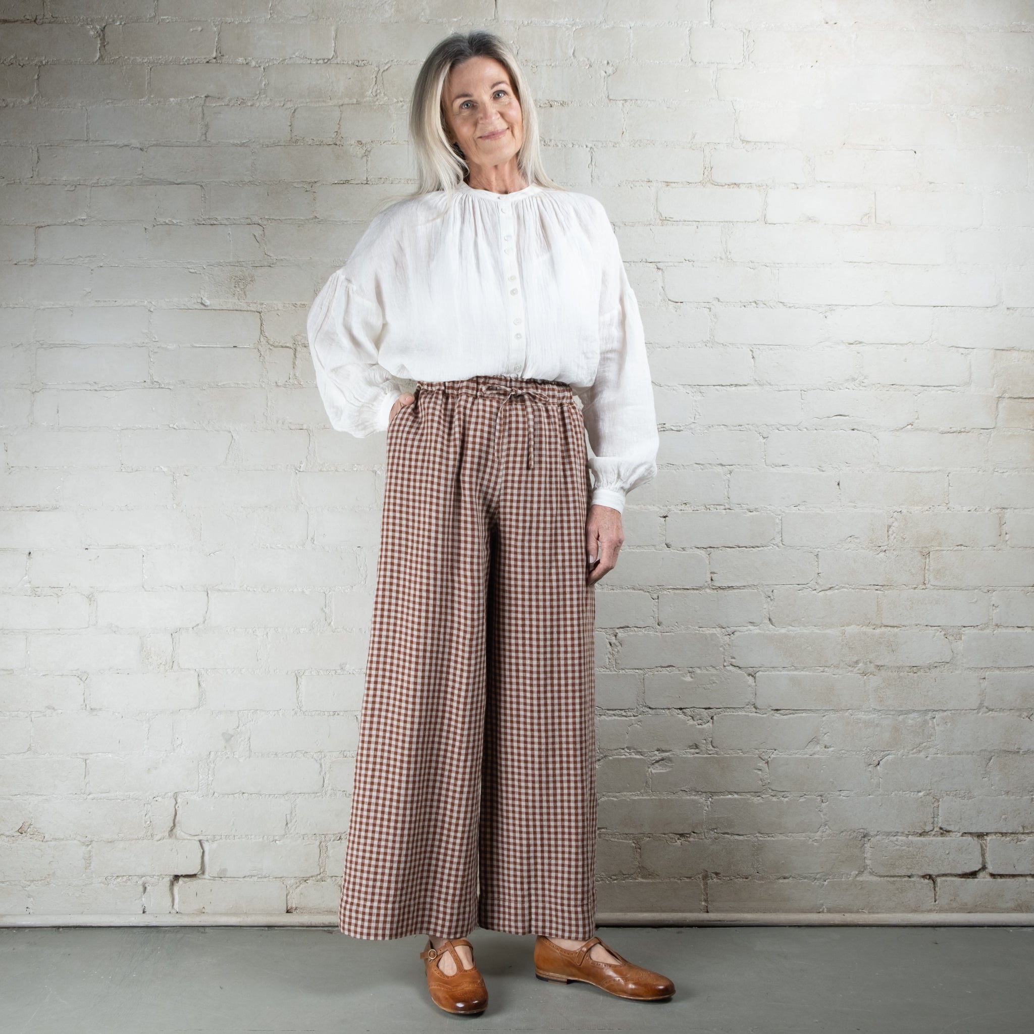 Violetta Grace Gingham Linen Pants