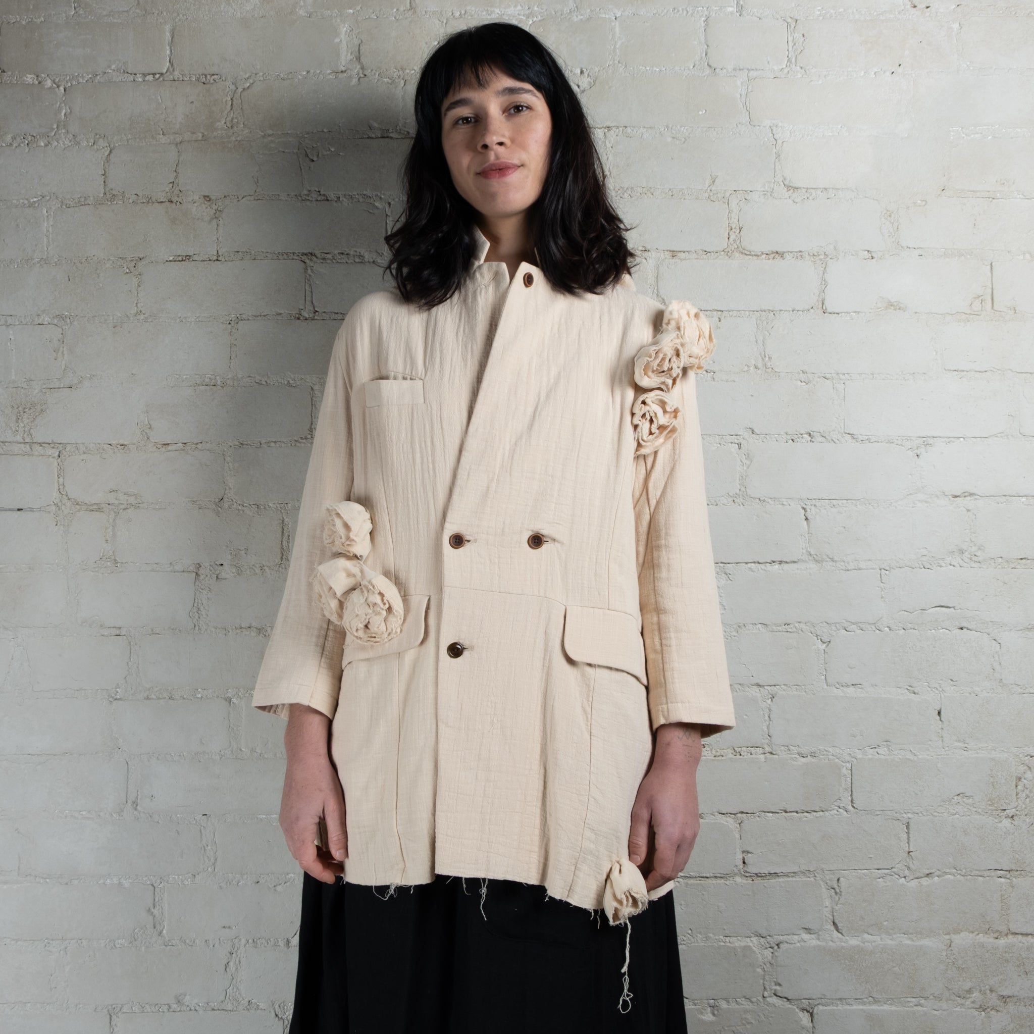 Aleksandr Manamis Rosette Cotton Linen Jacket