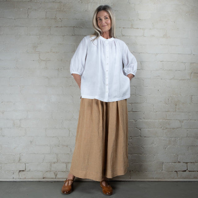 Violetta Siena Wide Leg Micro Check Linen Pant