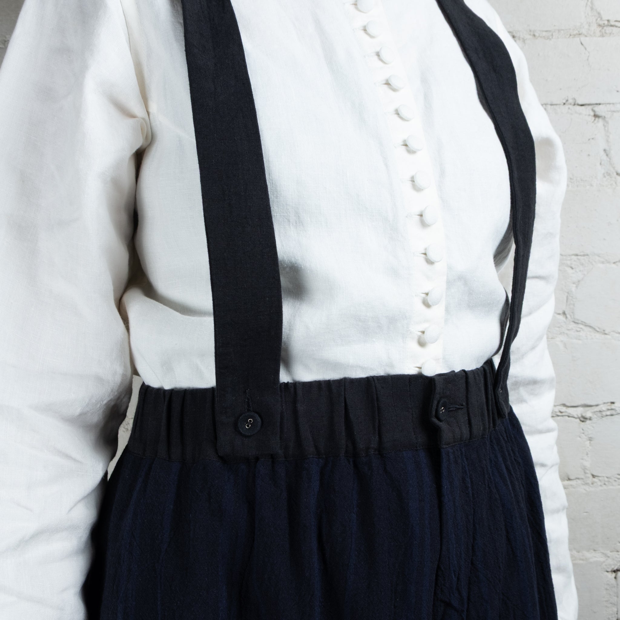 Hallelujah #12 Victorian Stripe Linen Pantalon with detachable braces