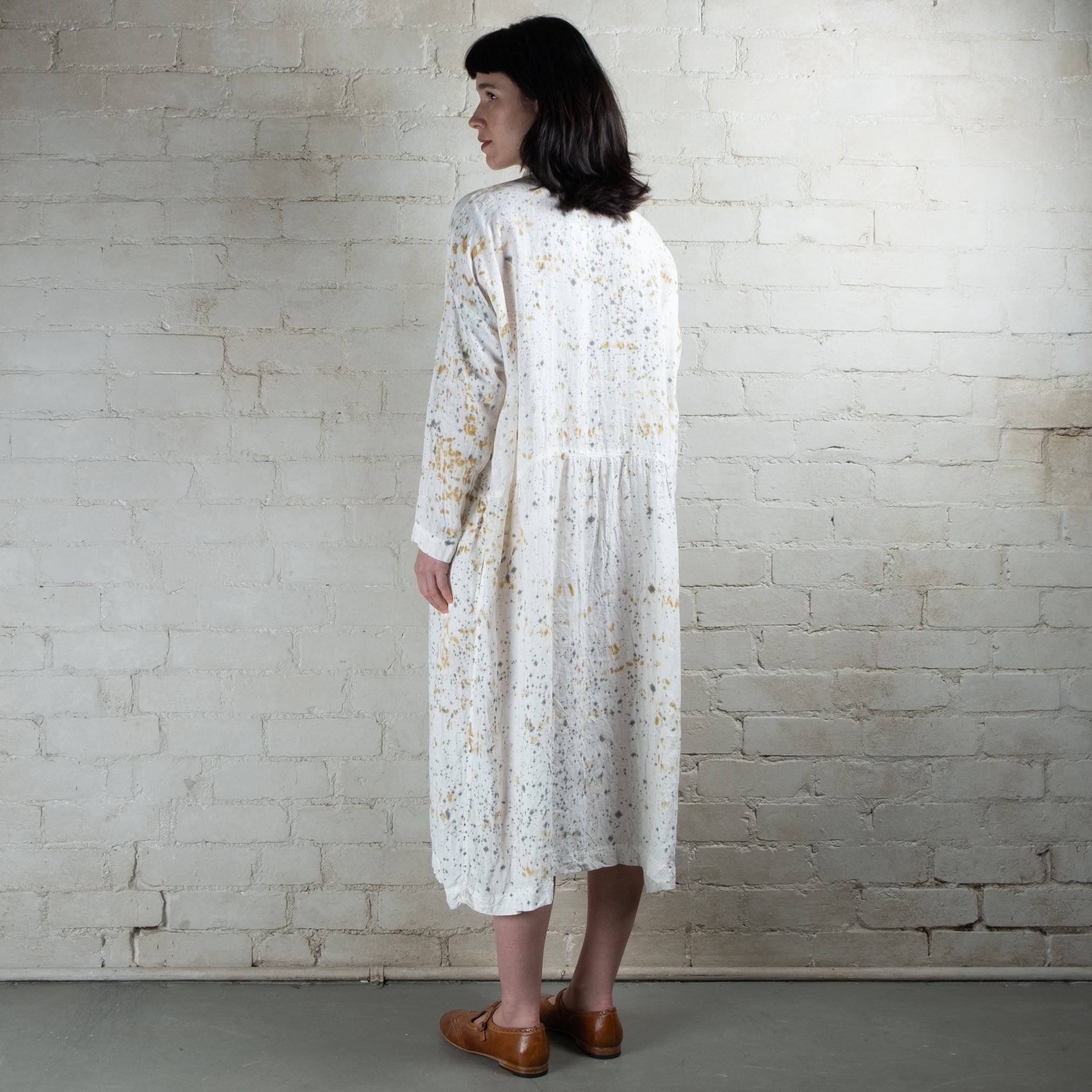 Ichi Antiquités Natural Sumi Pigment Dyed Linen Dress