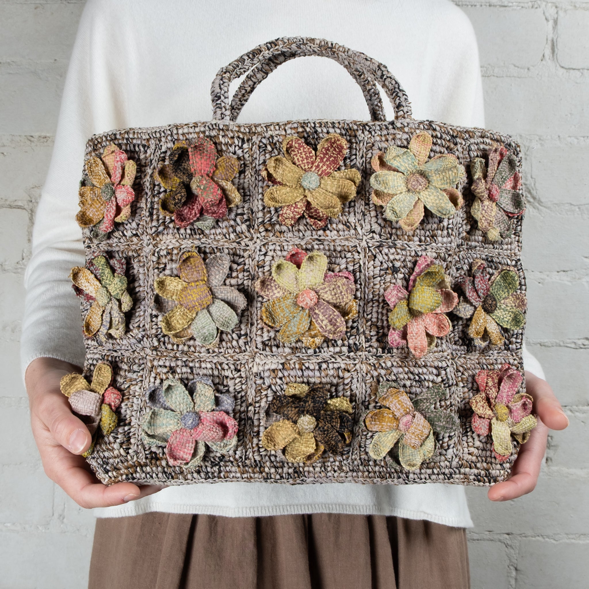 Sophie Digard Medium Hand Crochet Bag With 3D flowers