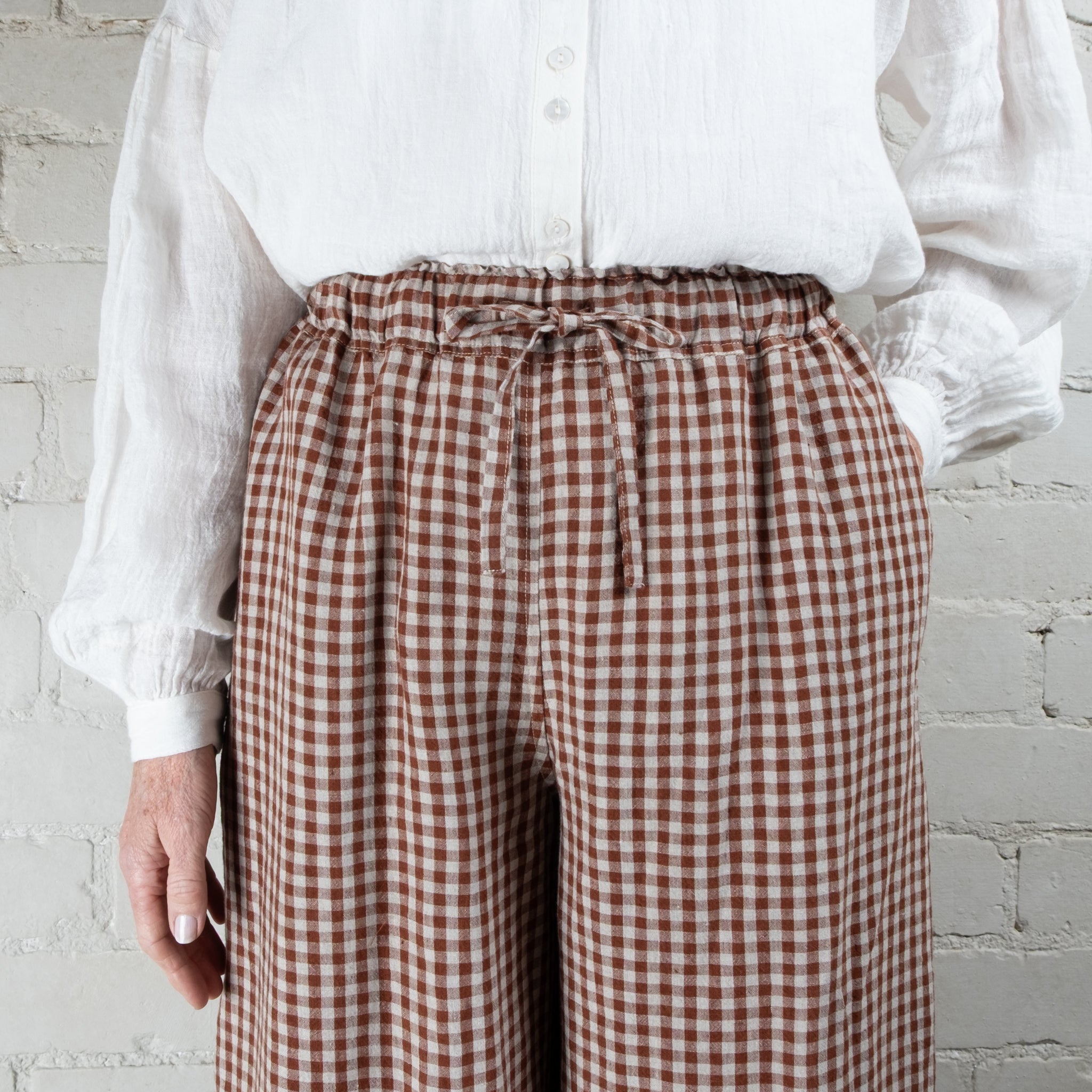 Violetta Grace Gingham Linen Pants