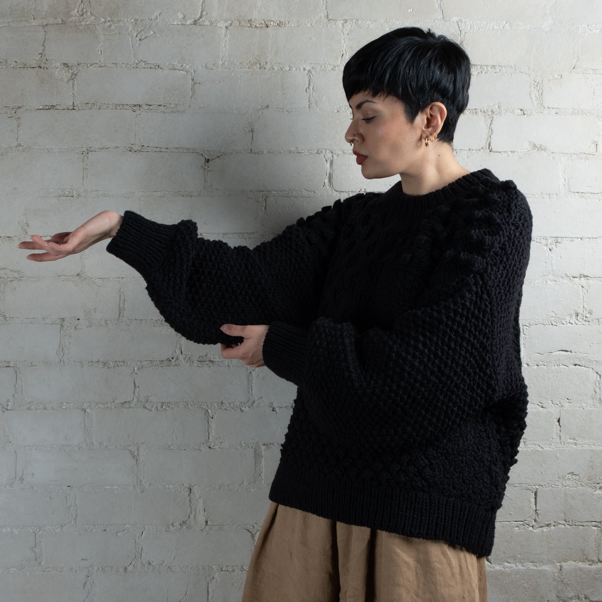 Ichi Antiquités Peruvian Hand Knitted Wool & Alpaca Pullover