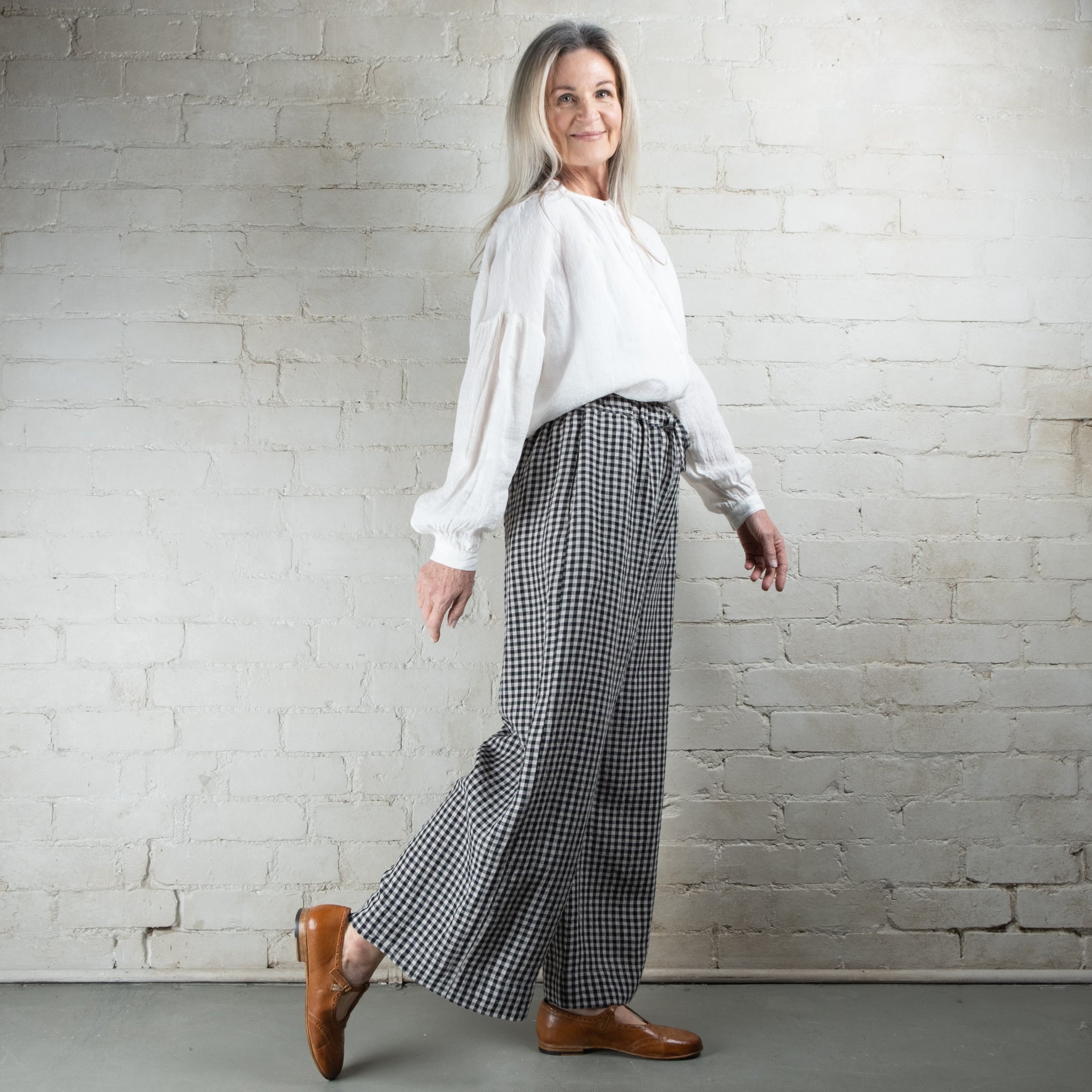 Violetta Grace Gingham Linen Pants