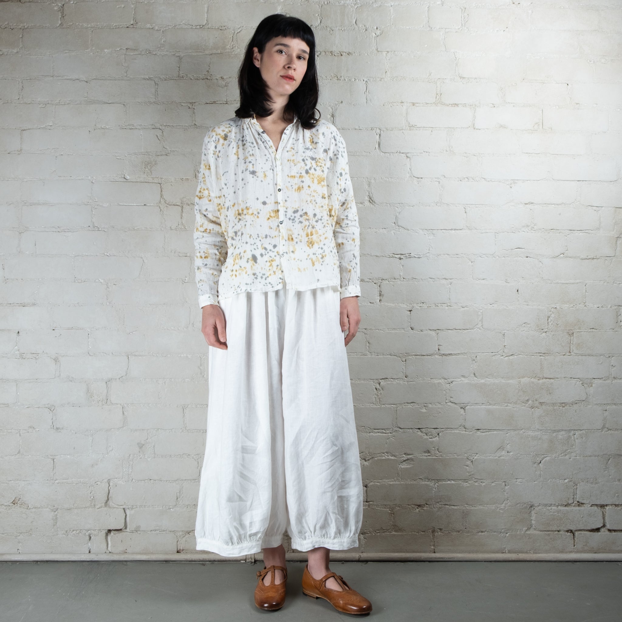 Ichi Antiquités White Linen Balloon Pants