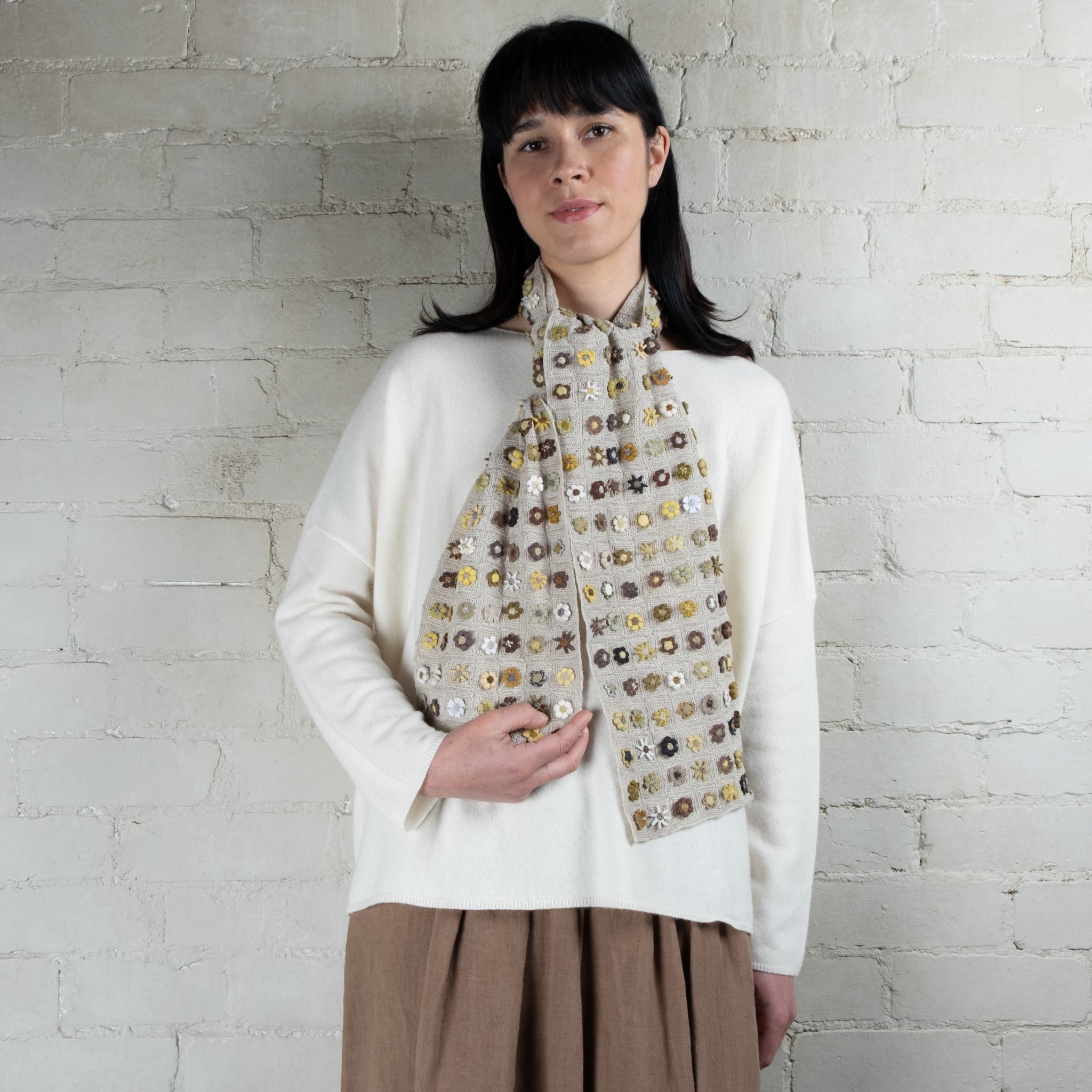 Sophie Digard Hand Crochet Aureum Large Linen Scarf