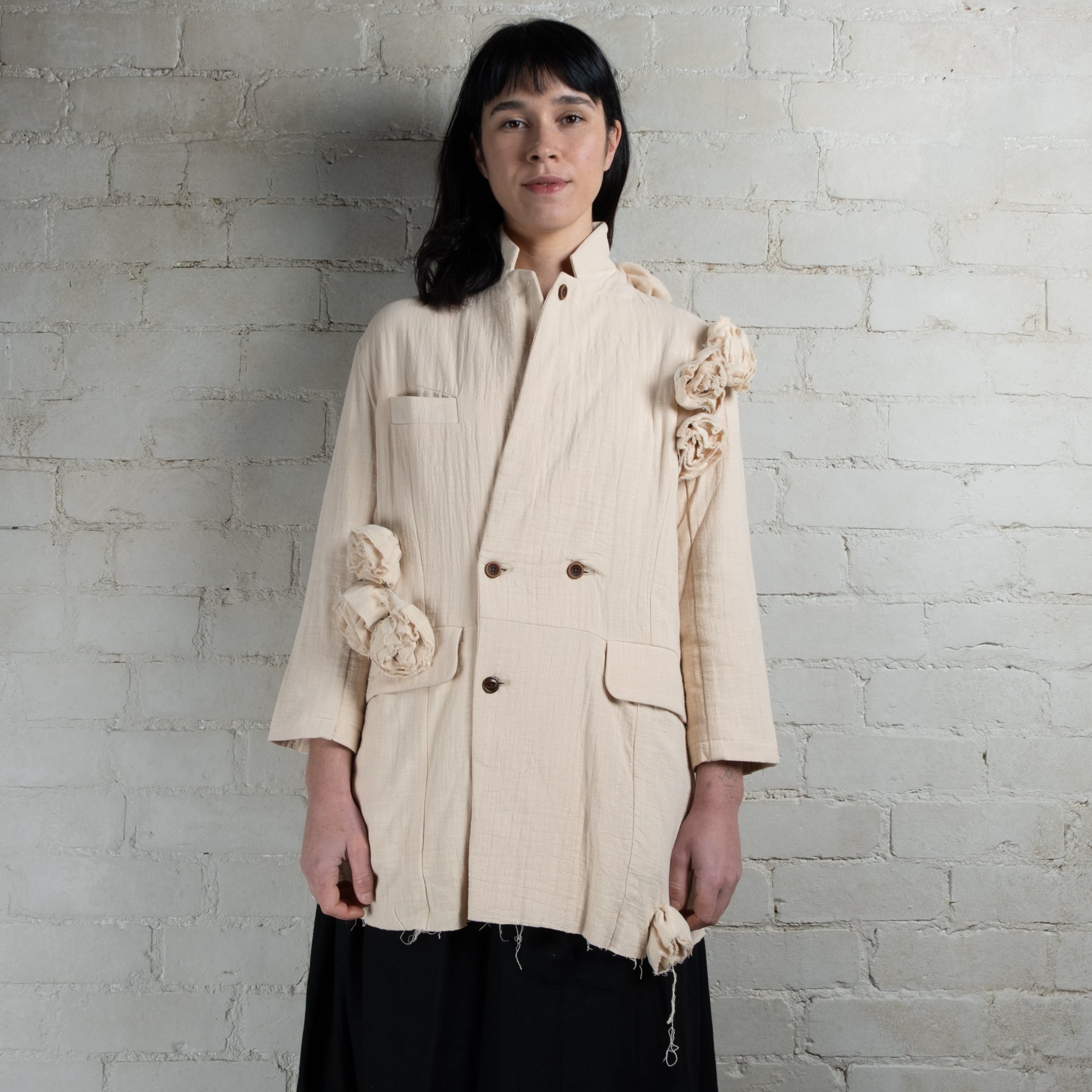 Aleksandr Manamis Rosette Cotton Linen Jacket
