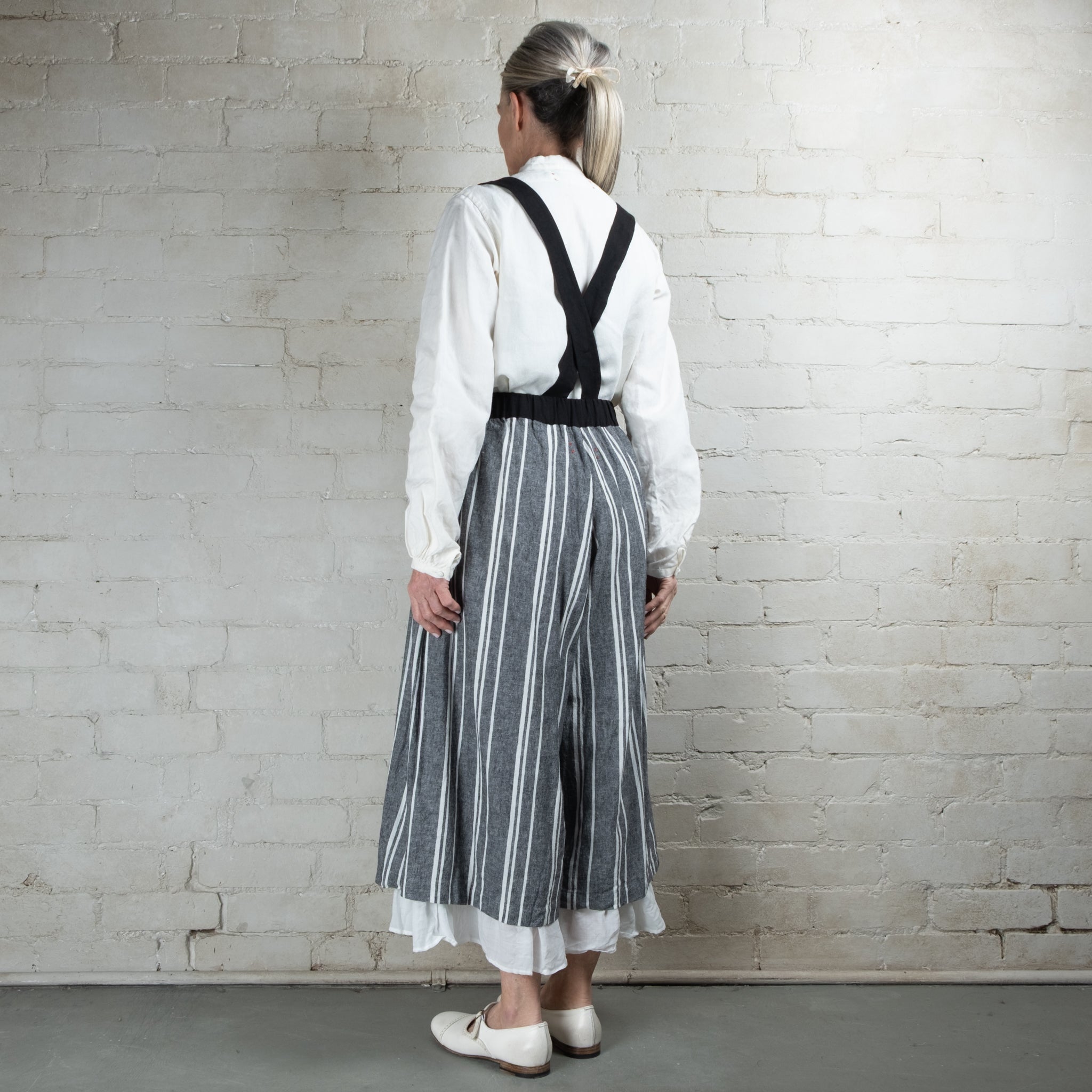 Hallelujah #12 Victorian Stripe Linen Pantalon with detachable braces