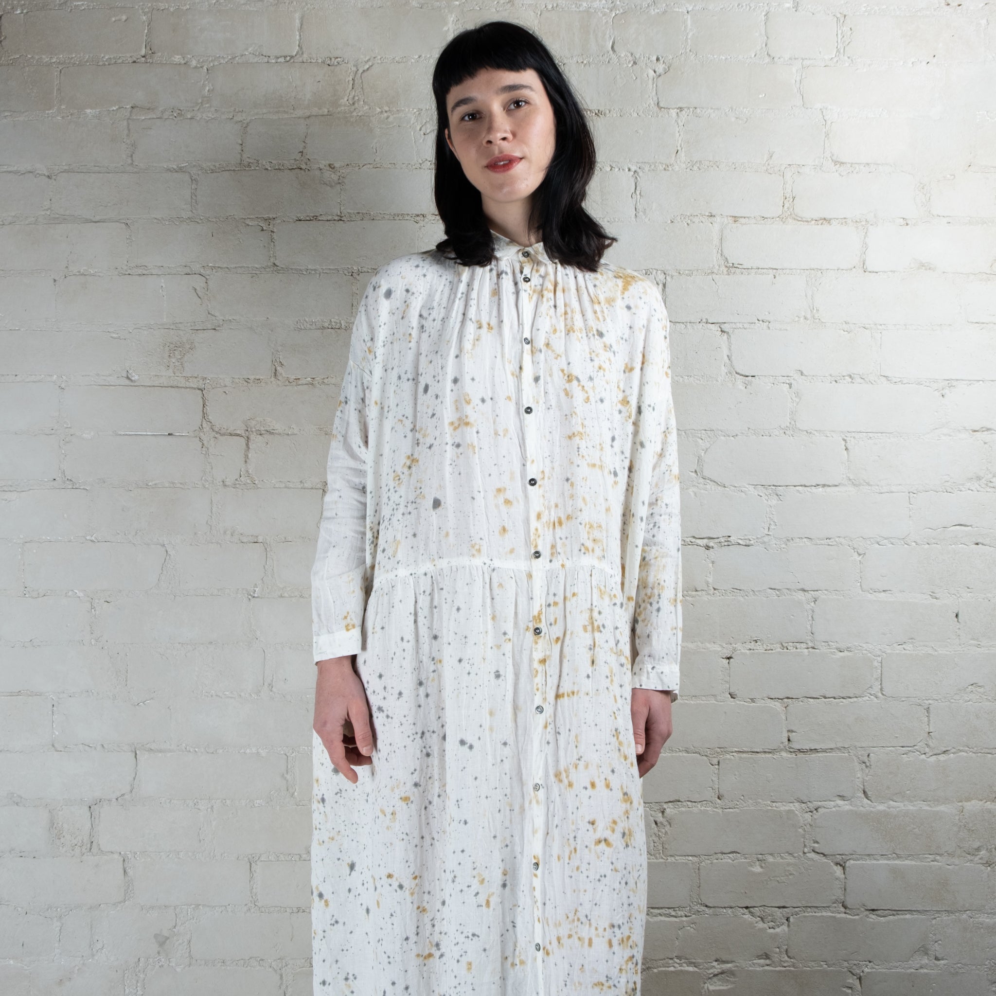 Ichi Antiquités Natural Sumi Pigment Dyed Linen Dress