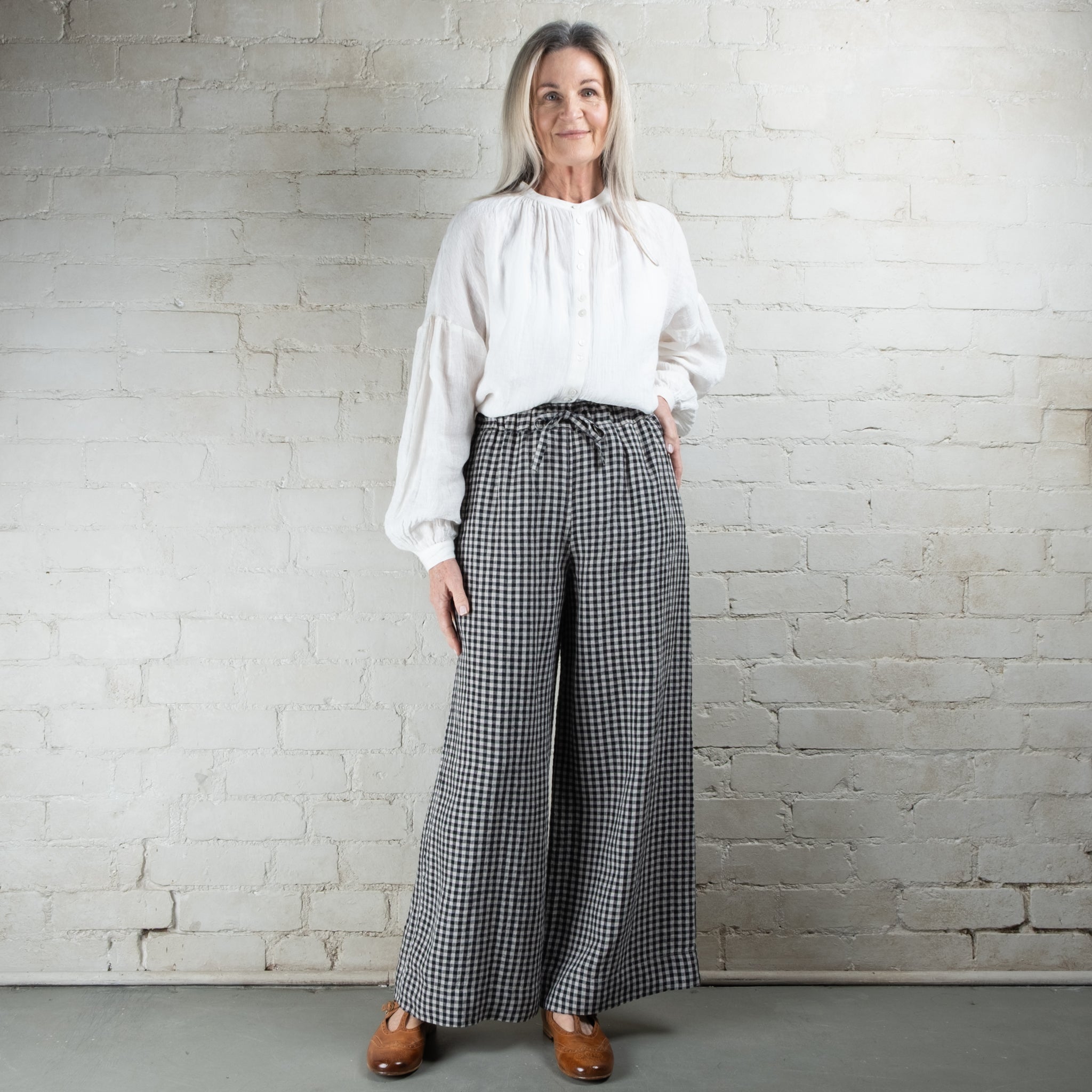 Violetta Grace Gingham Linen Pants