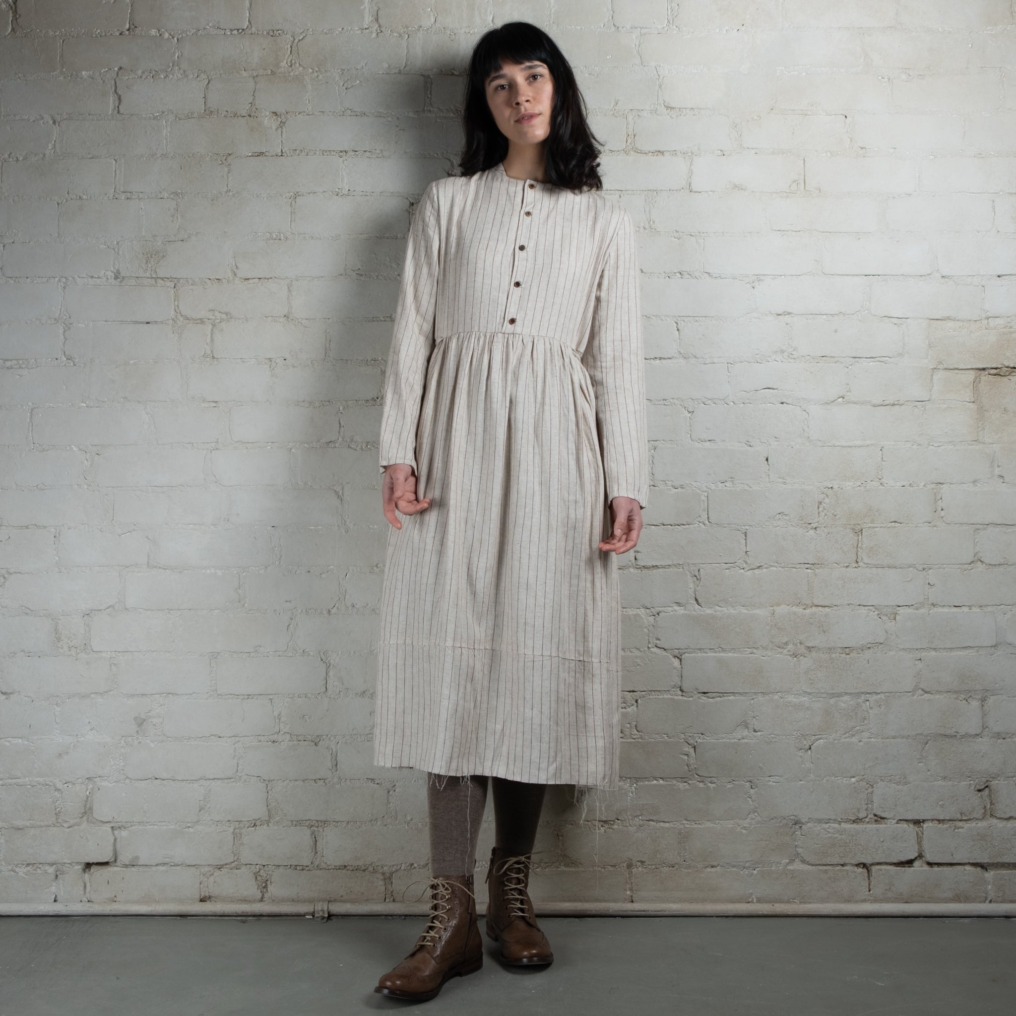 Aleksandr Manamis Red Stripe Linen Cotton Dress