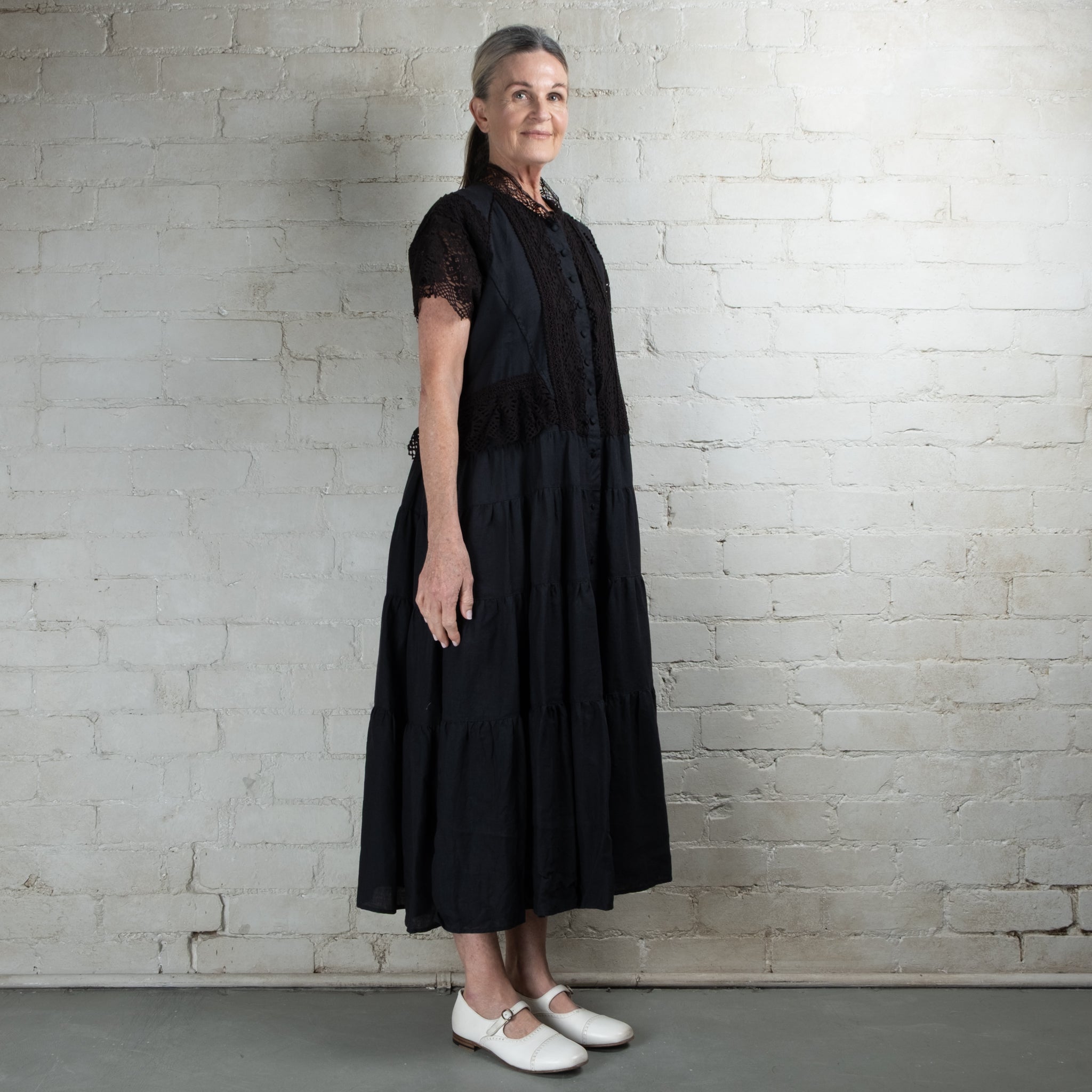 Hallelujah Black #6 Edwardian Lace Trimmed Dress