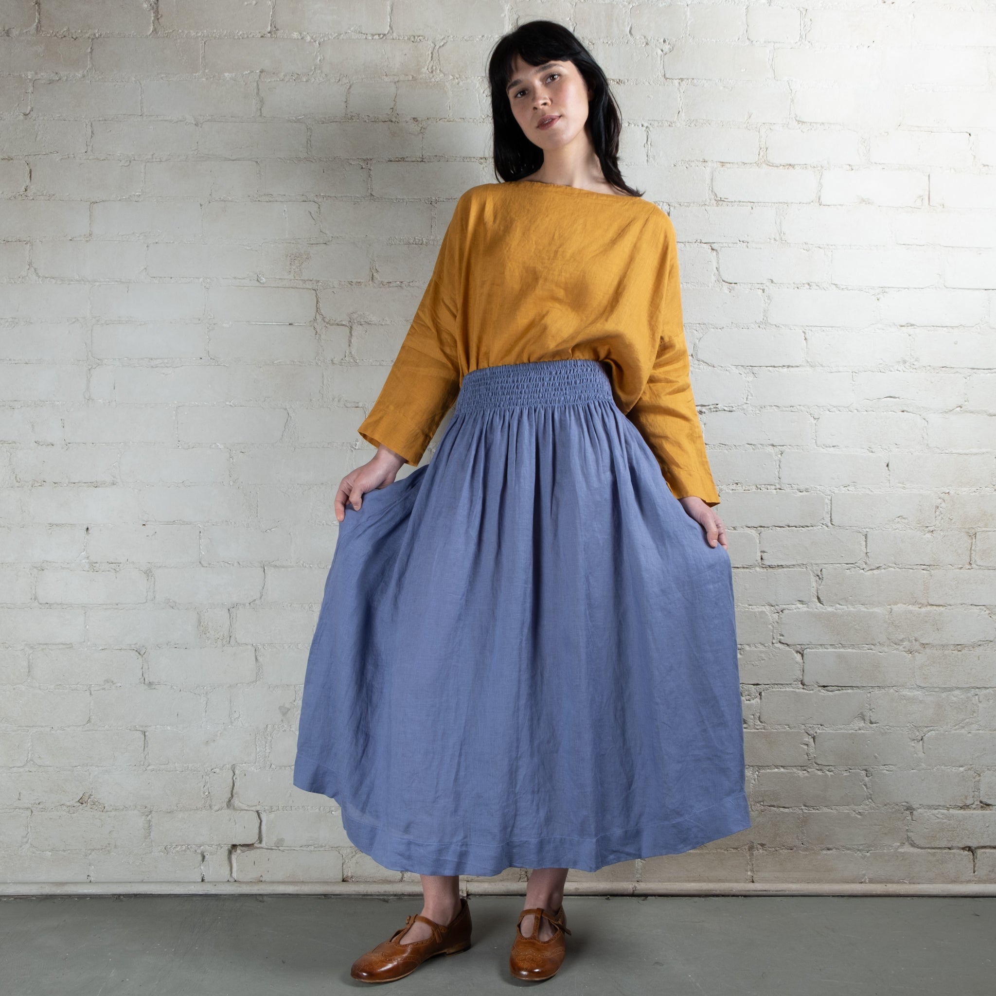 Lulu Plain Linen Pull On Skirt