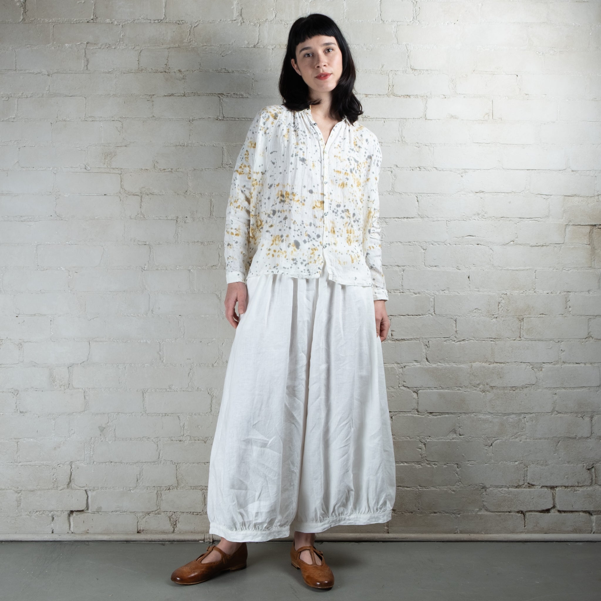 Ichi Antiquités White Linen Balloon Pants
