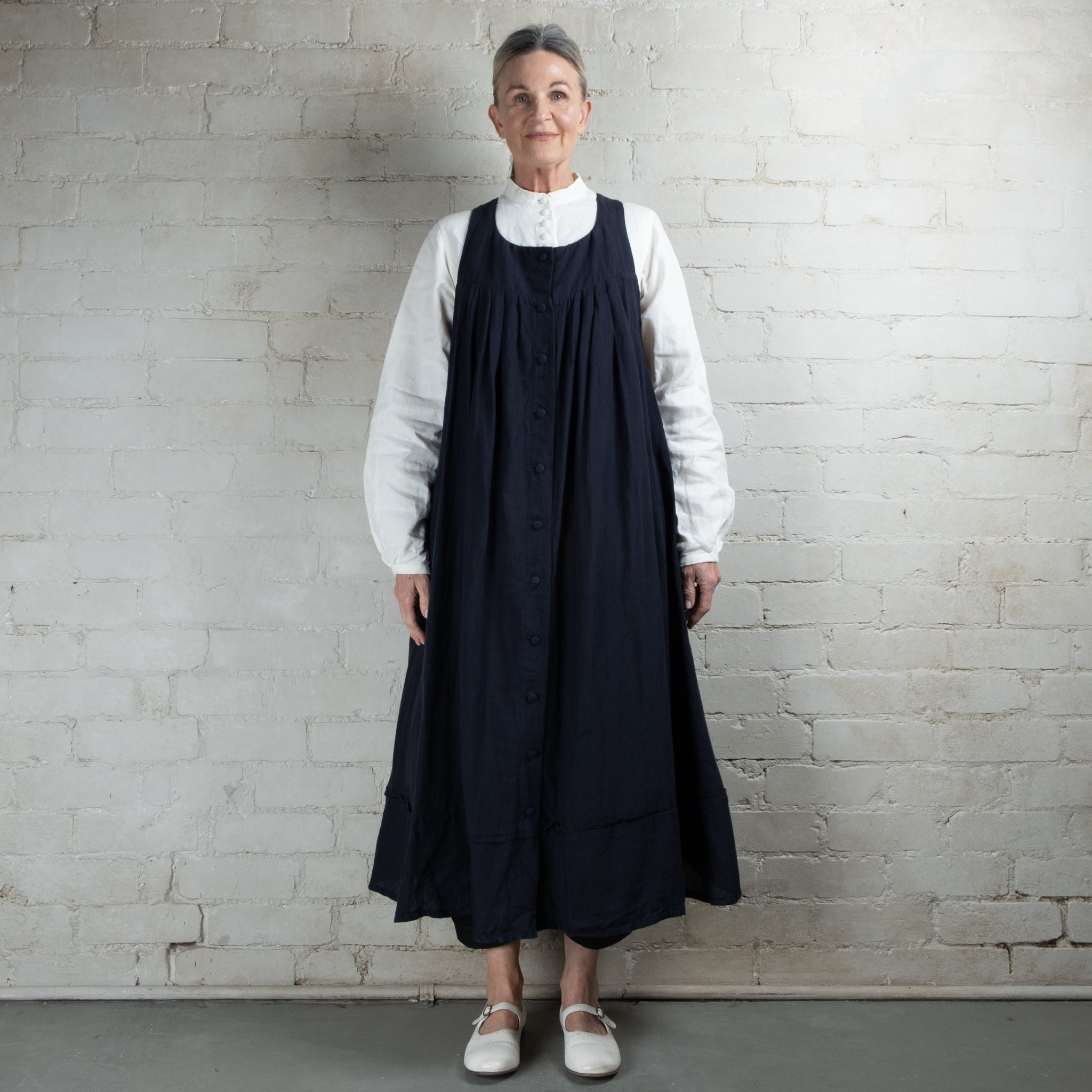 Hallelujah Navy #9 Robe Agriculteur Linen Pinafore Dress