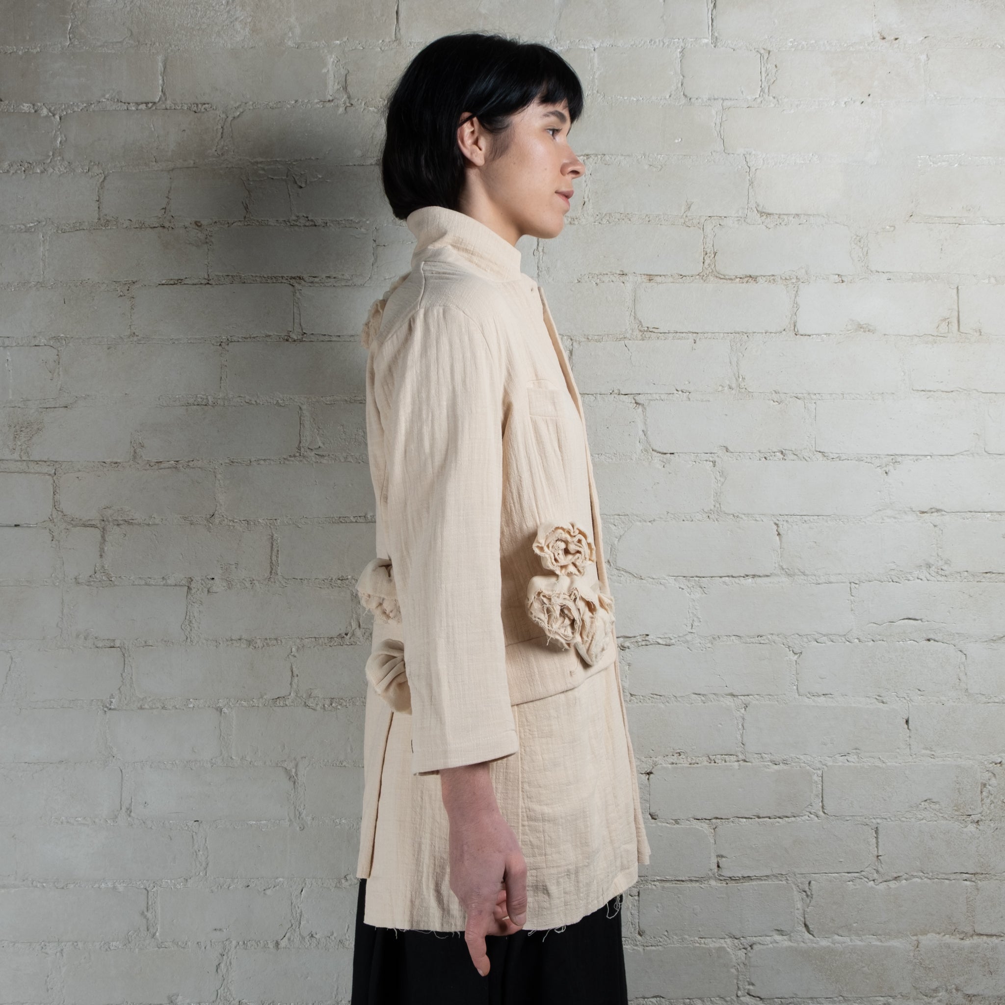 Aleksandr Manamis Rosette Cotton Linen Jacket